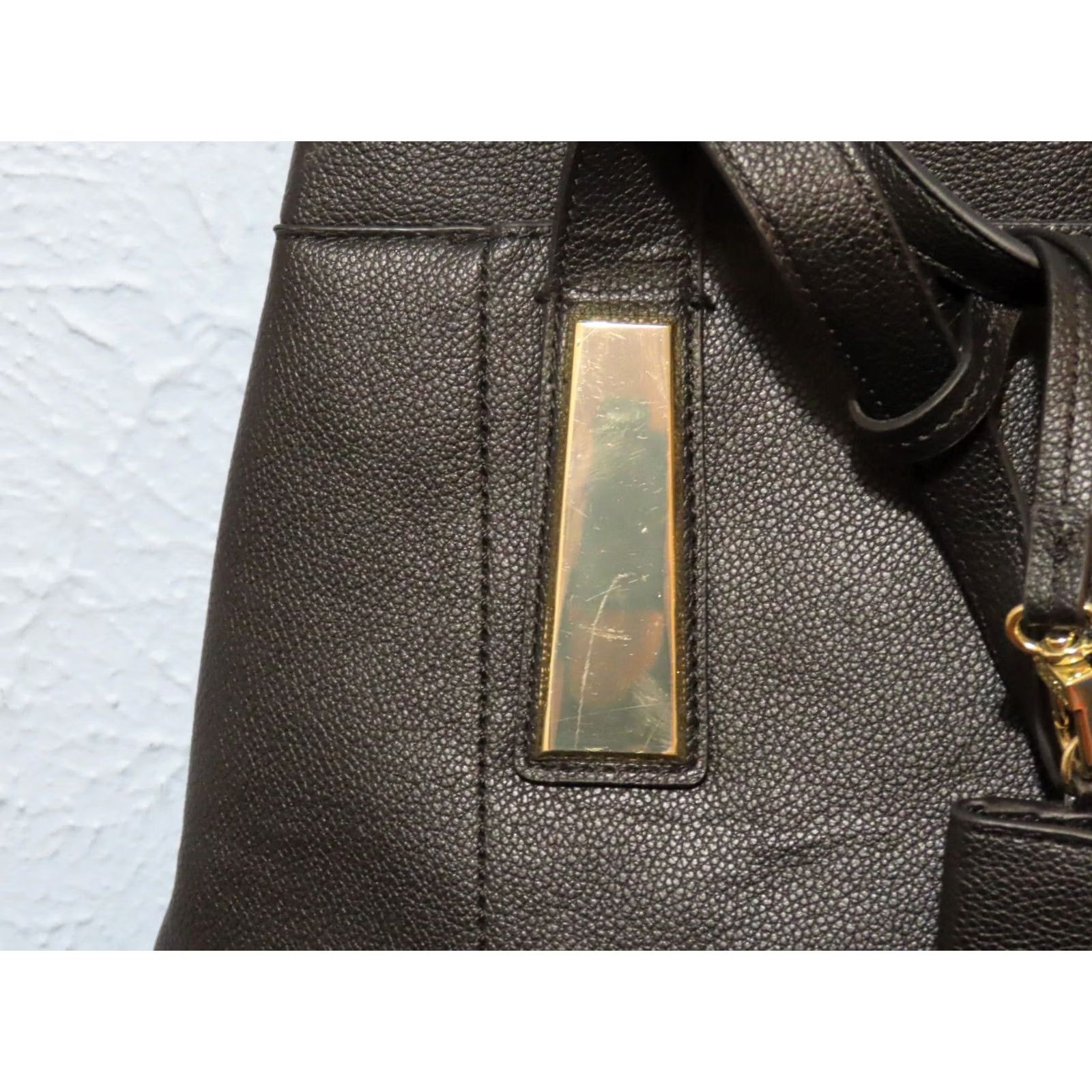Steve Madden Steve Madden Shoulder Bag Black and Gold Faux Leather W/Wallet Purse Large Size ONE SIZE - 4 Thumbnail