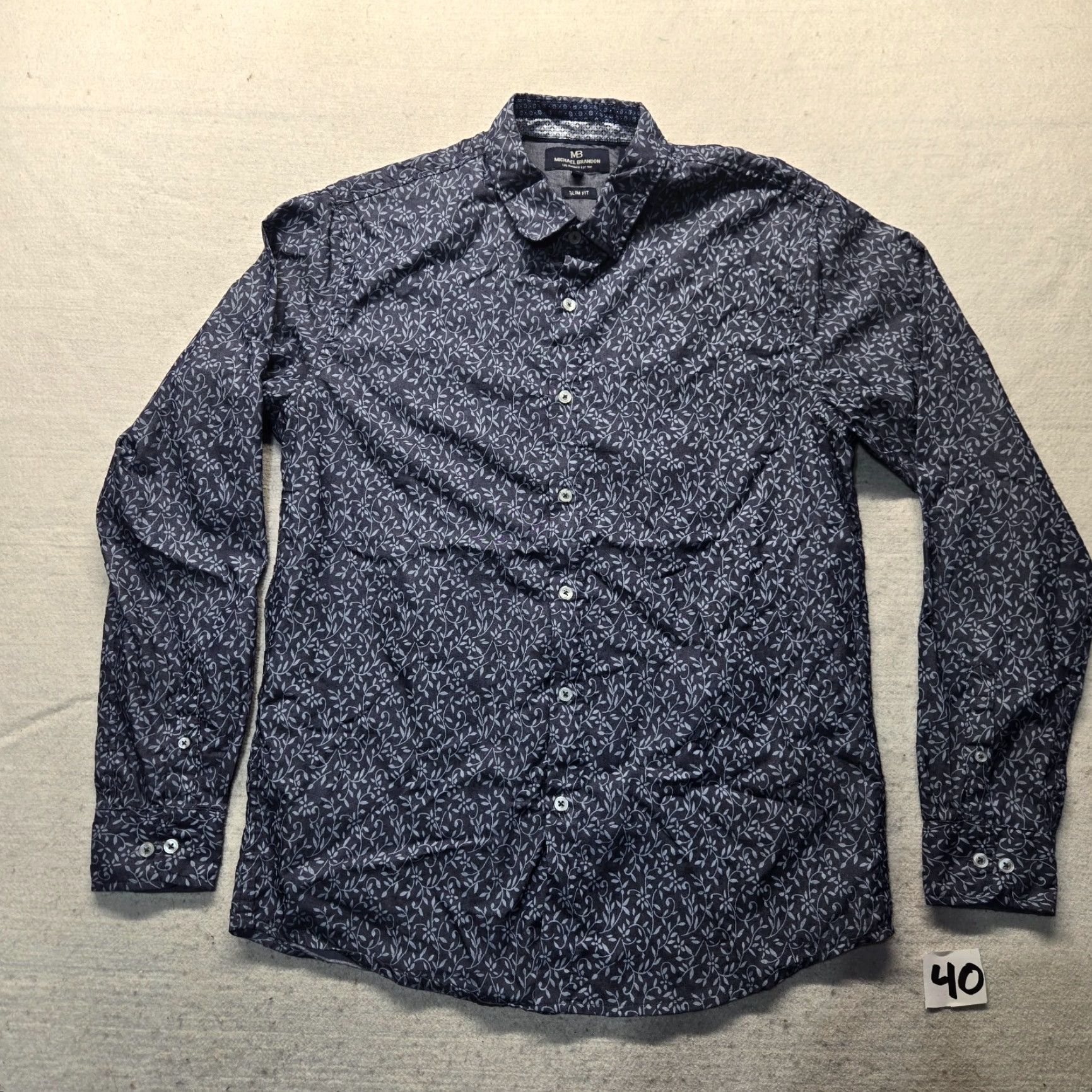 Vintage Michael Brandon Shirt Slim Fit Button-Up Short Sleeve M Blue Casual Adult Size US M / EU 48-50 / 2 - 2 Thumbnail