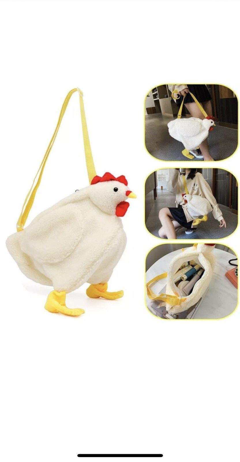 Other Women’s Faux Fur Cartoon Chicken Plush Tote & Crossbody Bag Size ONE SIZE - 4 Thumbnail