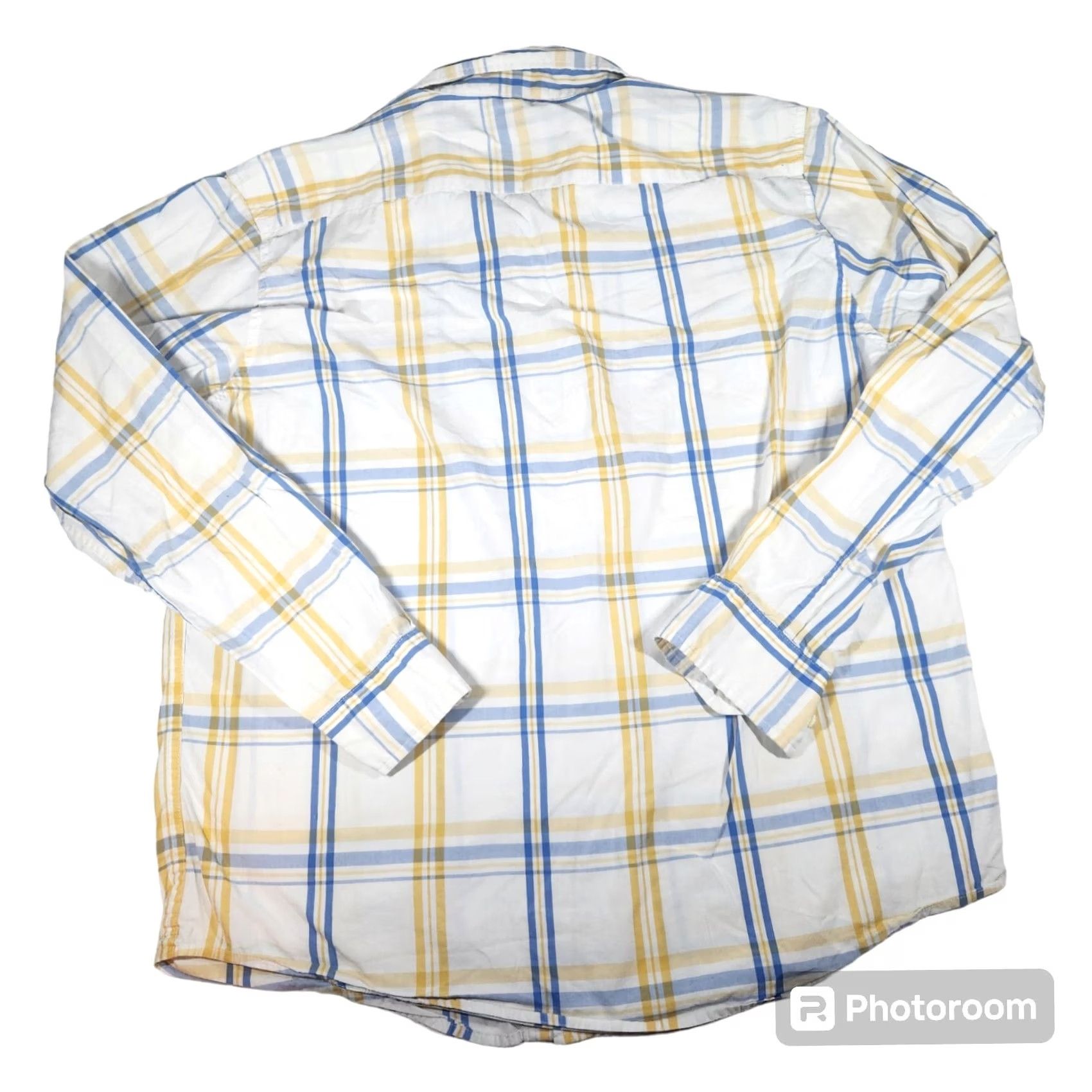 American Eagle Outfitters American Eagle Shirt Men Large White Yellow Blue Striped Button Up Long Sleeve Size US L / EU 52-54 / 3 - 2 Thumbnail
