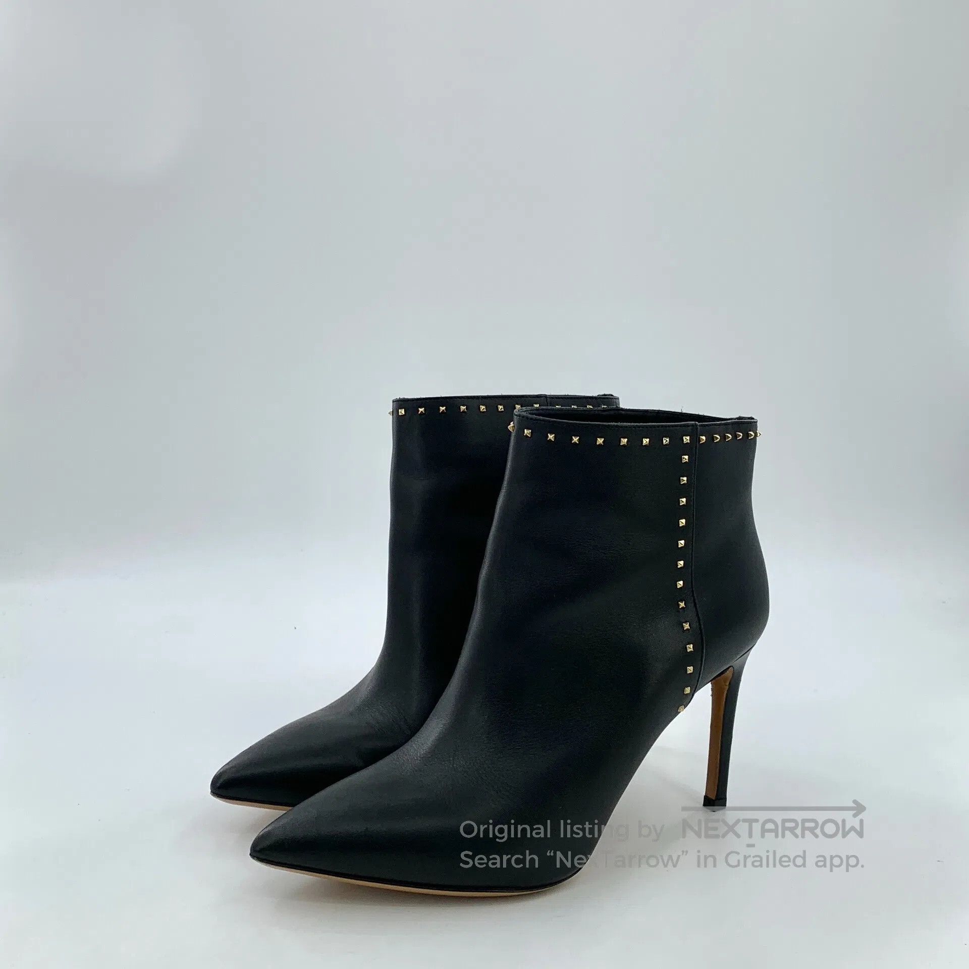 Valentino Valentino Black leather pointed toe rivet decoration fine Size US 6 / IT 36 - 1 Thumbnail
