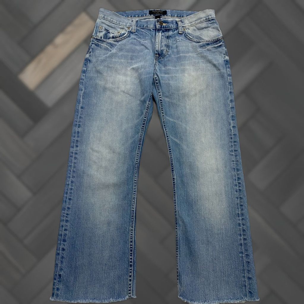 Banana Republic VINTAGE Banana Republic Mens Jeans Straight Blue 33x26 Cotton Denim Regular 5-Pocket Design Zip Pocketed Inseam 26 -Raw Hem- > Size US 33 - 1 Thumbnail
