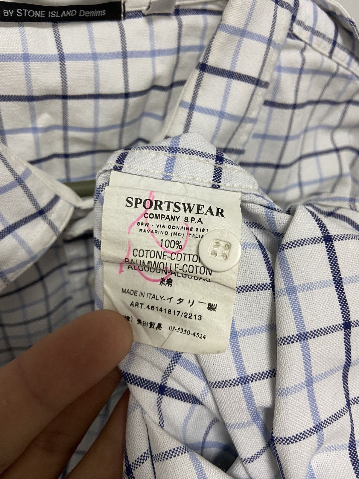 Stone Island × Vintage Stone Island Denims Check Shirt Compass Italy Size US L / EU 52-54 / 3 - 7 Thumbnail