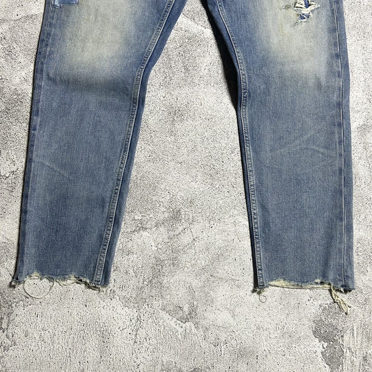 Japanese Brand Crazy Disstresed Denim PLACX CROP MILAN LOSE CROP TAPERED Size US 34 / EU 50 - 14 Thumbnail