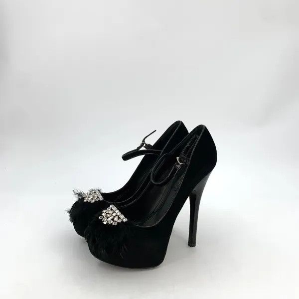 Louis Vuitton Louis Vuitton Black Crystal Platform Heels 0079 Size US 6 / IT 36 - 1 Thumbnail