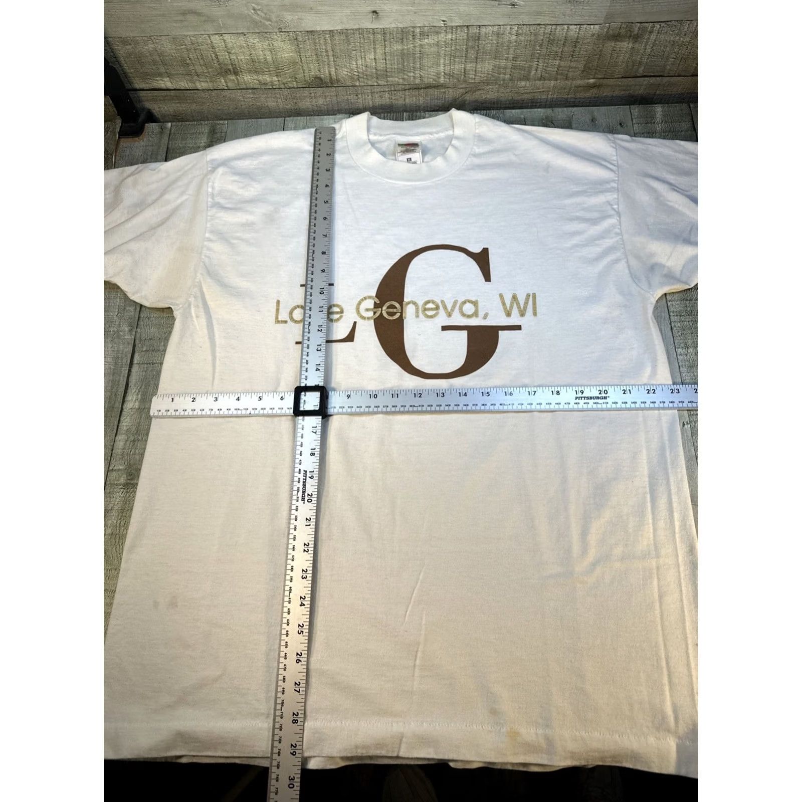 Fruit Of The Loom VINTAGE Lake Geneva WI T-Shirt XL White Fruit of the Loom BEST Logo Tee Mens Shirt Logo Wisconsin Locality Graphic Size US XL / EU 56 / 4 - 2 Thumbnail