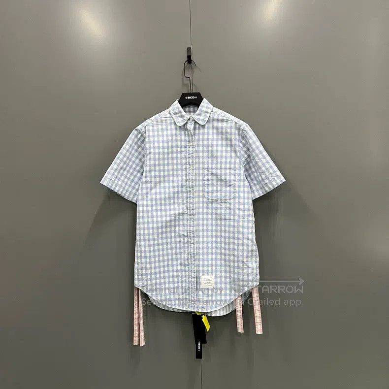 Thom Browne Thom Browne Blue Plaid Short-Sleeve Shirt Size XS / US 0-2 / IT 36-38 - 1 Thumbnail