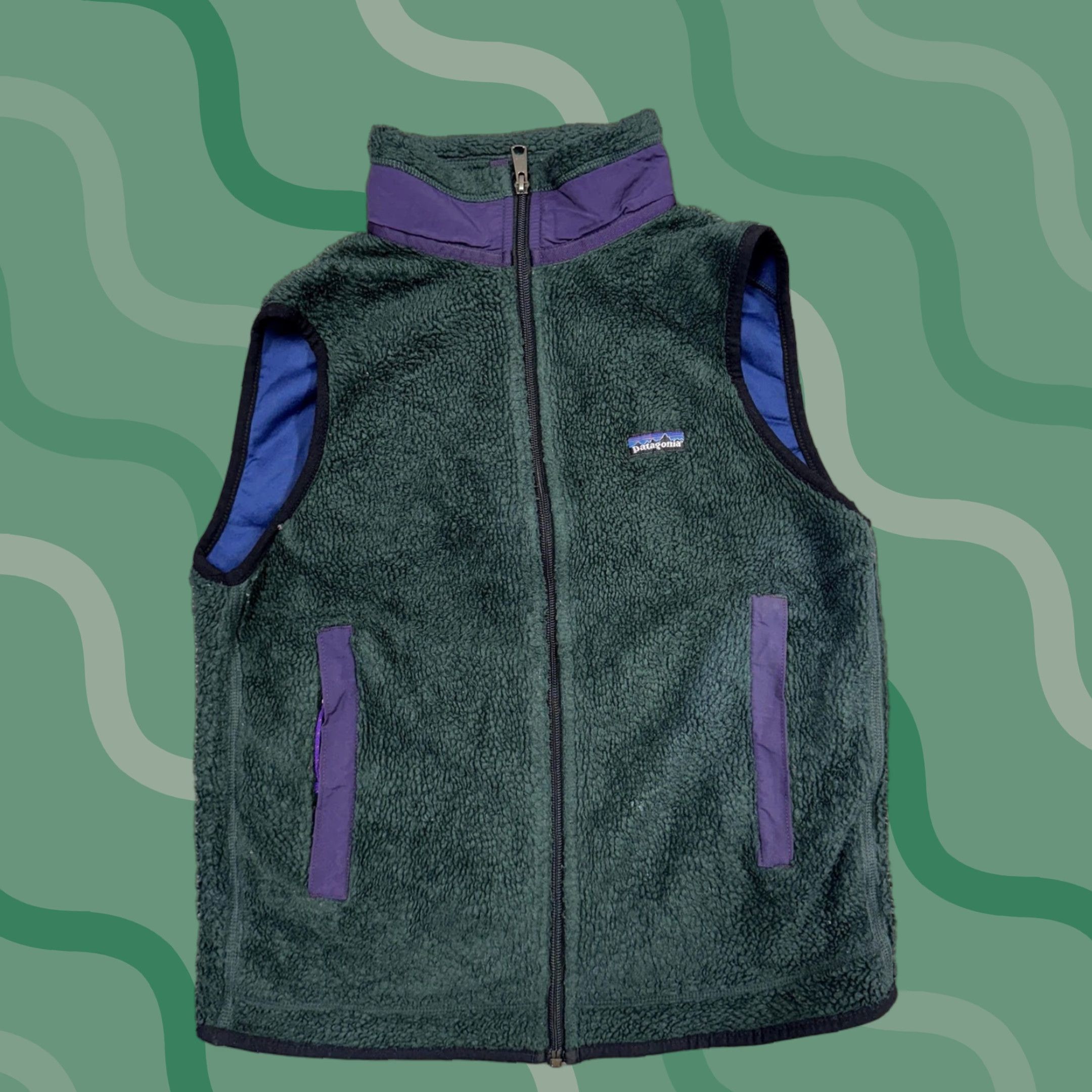 Patagonia VINTAGE Patagonia Vest Mens Small Green Purple Synchilla Fleece Zip Made USA 90s Size US S / EU 44-46 / 1 - 1 Thumbnail