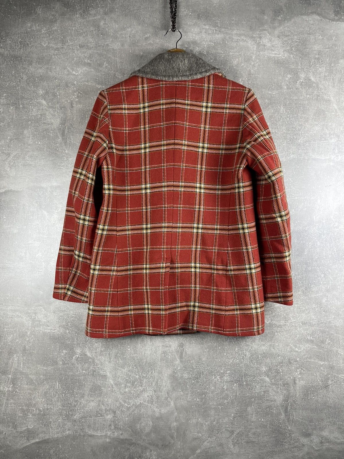 Montecore Montecore Plaid Wool Coat Red Checkered Breasted Overcoat Size M / US 6-8 / IT 42-44 - 8 Thumbnail