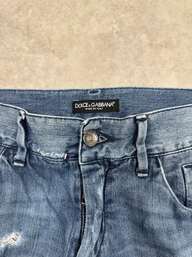 Dolce & Gabbana 2000s Dolce & Gabbana Blue Destroyed Denim Jeans Size US 30 / EU 46 - 9 Thumbnail