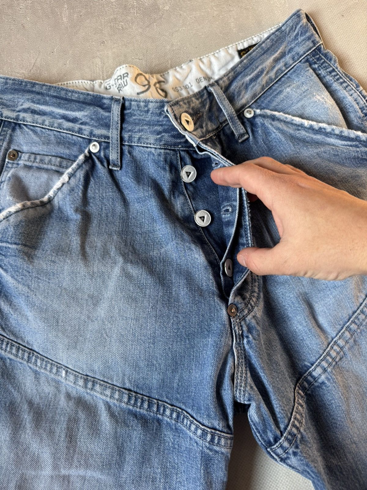 G-Star Vintage G-Star Raw Elwood Buckleback Distressed Jeans Size US 30 / EU 46 - 13 Thumbnail
