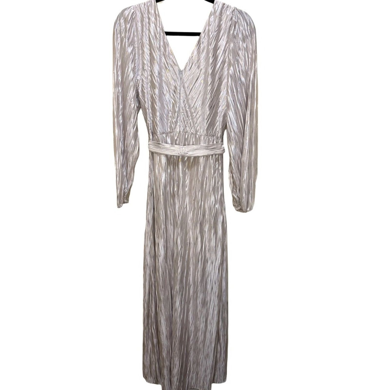 Guess Guess Womens Metallic Faux Wrap Hi-Lo Maxi Dress Champaign Size L / US 10 / IT 46 - 7 Thumbnail