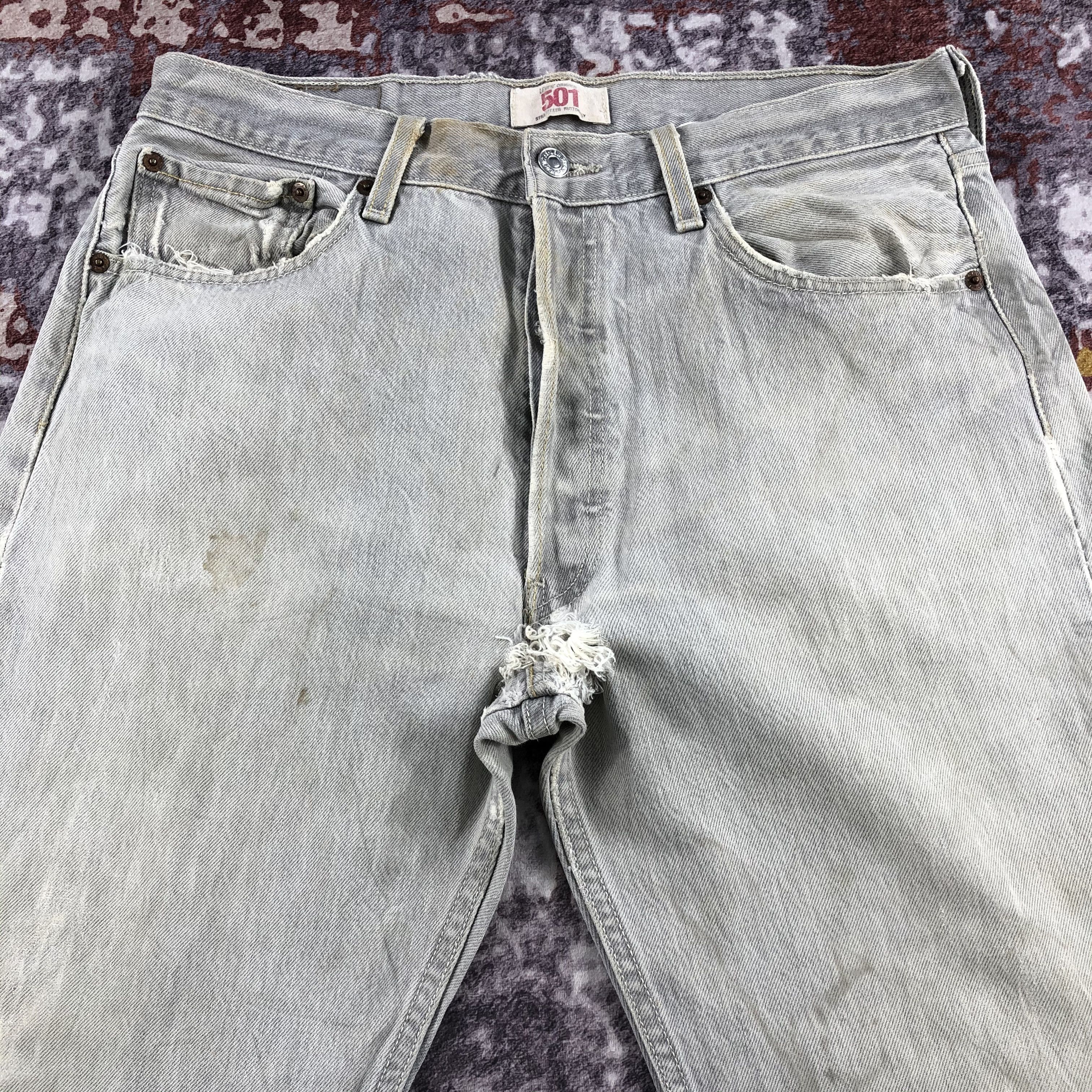Levi's Vintage Ash Gray Levis 501 Jeans-JM2687 Size US 33 - 3 Thumbnail