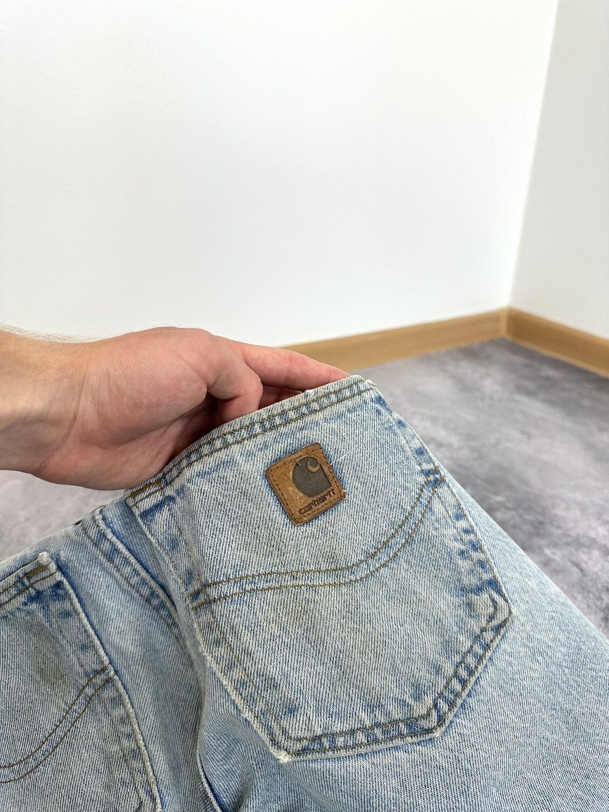 Carhartt Vintage 90s Carhartt Made In USA Light Blue Distressed Jeans Size US 32 / EU 48 - 10 Thumbnail