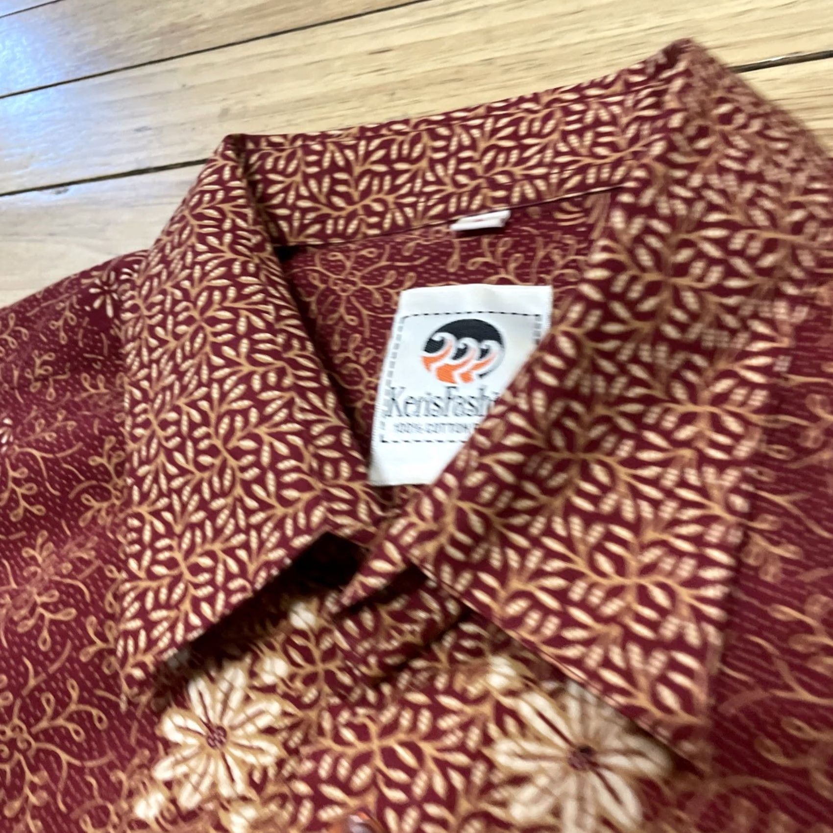 Vintage VINTAGE KERIS Fashion Hawaiian Shirt Men L Floral Tribal Stripe Orange Red Cotton Short Sleeve Button-Up Collared Size US L / EU 52-54 / 3 - 4 Thumbnail