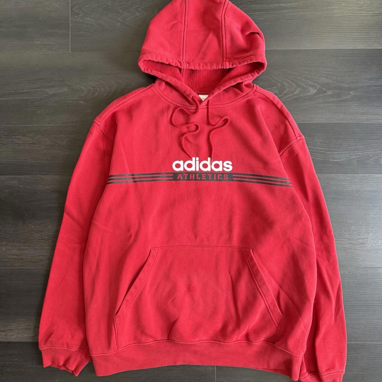 Adidas Vintage Y2K Adidas Baggy Hoodie Center Graphic Large Red Size US L / EU 52-54 / 3 - 1 Thumbnail