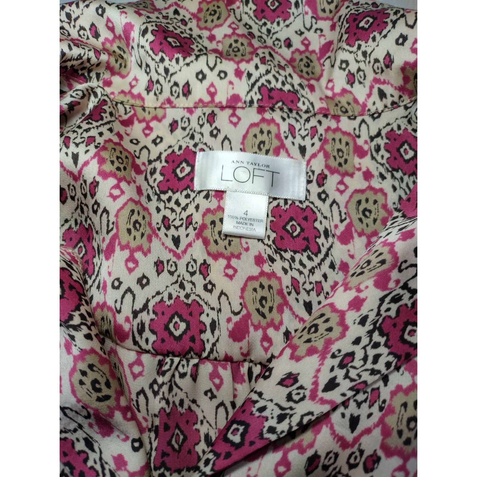 Ann Taylor Ann Taylor Loft Women Button Down Top Cap Sleeve Floral Pink Size S / US 4 / IT 40 - 11 Thumbnail