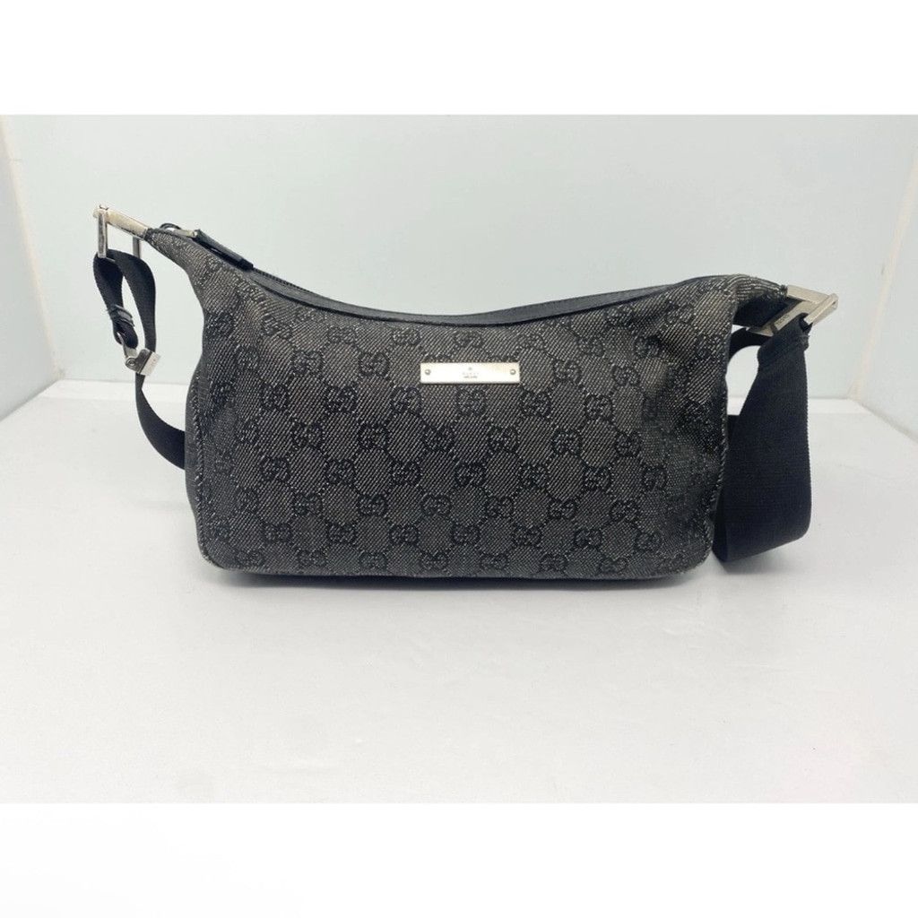 Gucci Gucci Black Denim Monogram Hobo Half Moon Shoulder Bag Size ONE SIZE - 1 Thumbnail
