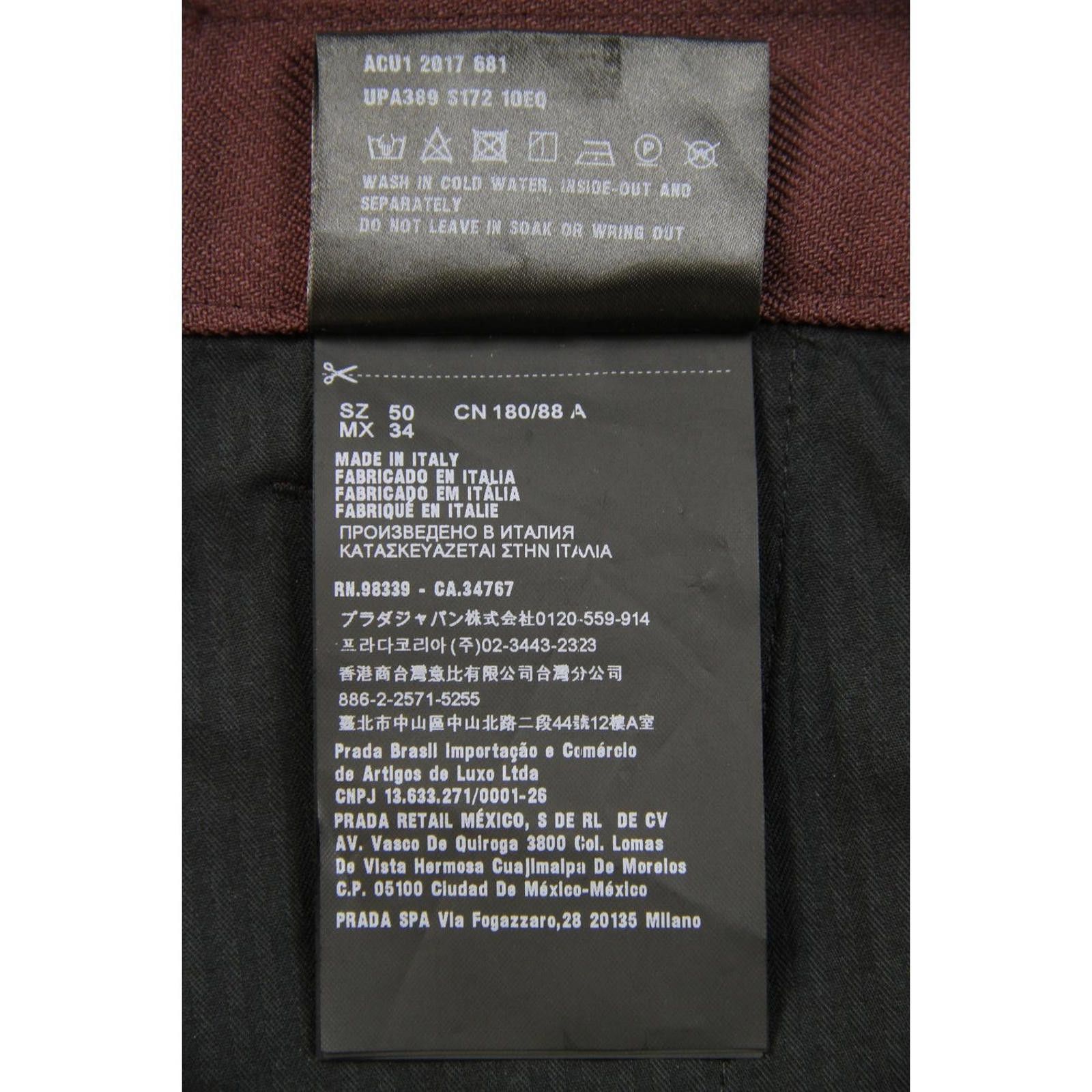 Prada Prada Men's F/W 17 Burgundy Twill Rubber Logo Trouser 50 Size US 44 / EU 60 - 10 Thumbnail