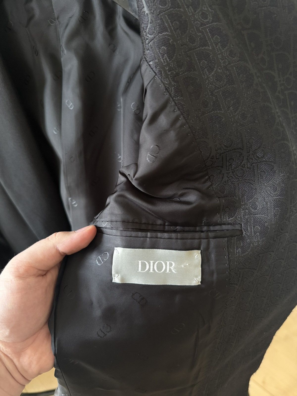 Dior DIOR OBLIQUE SUIT BLACK VIRIGIN WOOL & SILK INTERIOR Size 48L - 21 Thumbnail