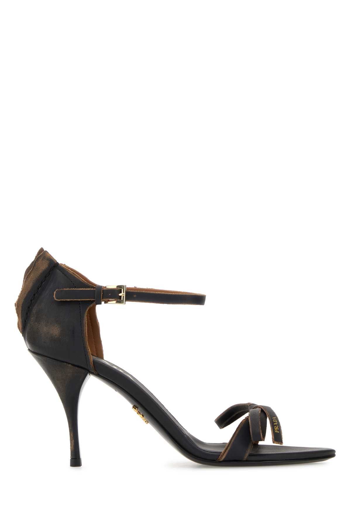 Prada Dark Brown Leather Sandals Size US 9 / IT 39 - 1 Thumbnail