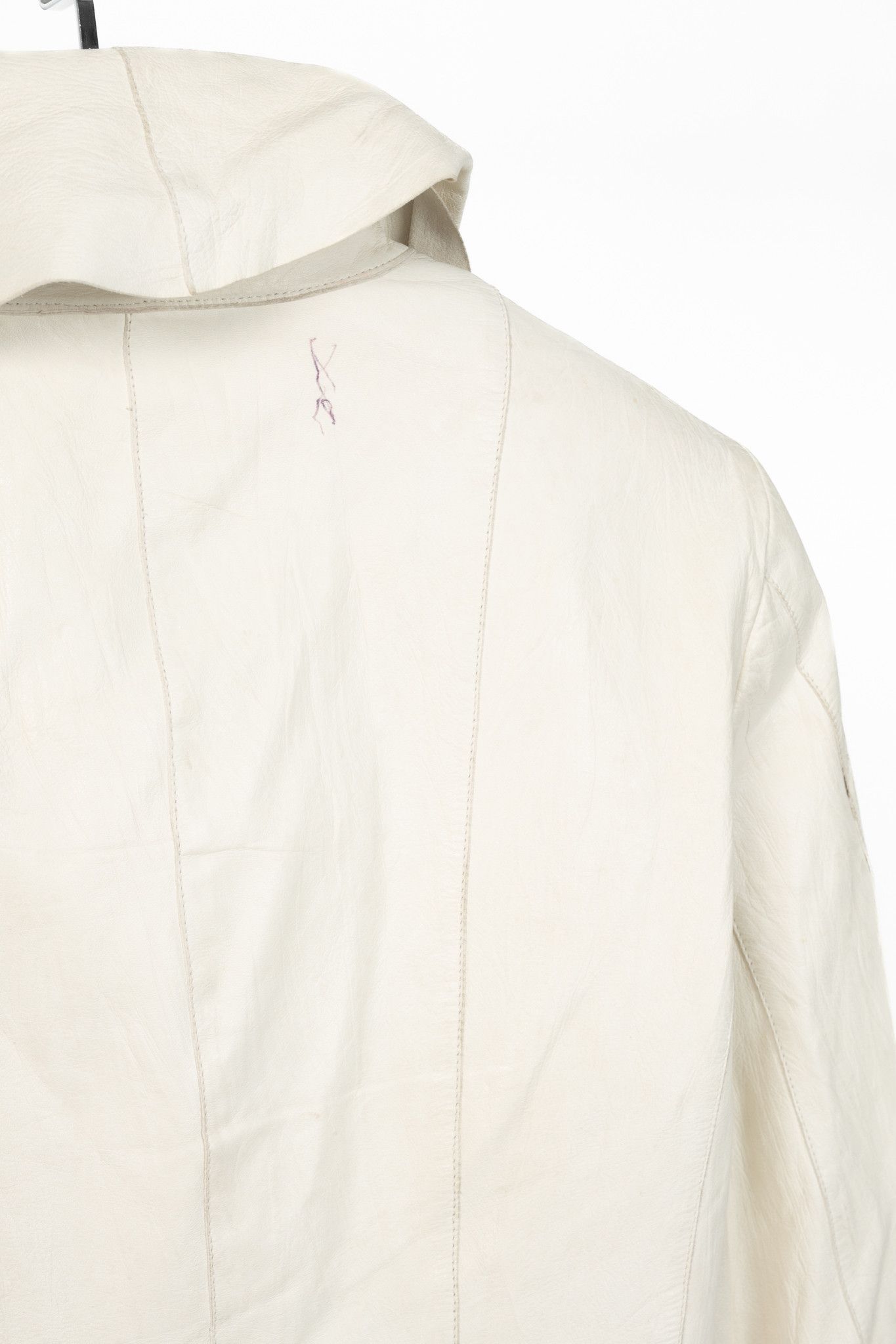 Armani Collezioni Armani Collezioni Cream Leather Shawl-Lapel Blazer Size L / US 10 / IT 46 - 9 Thumbnail