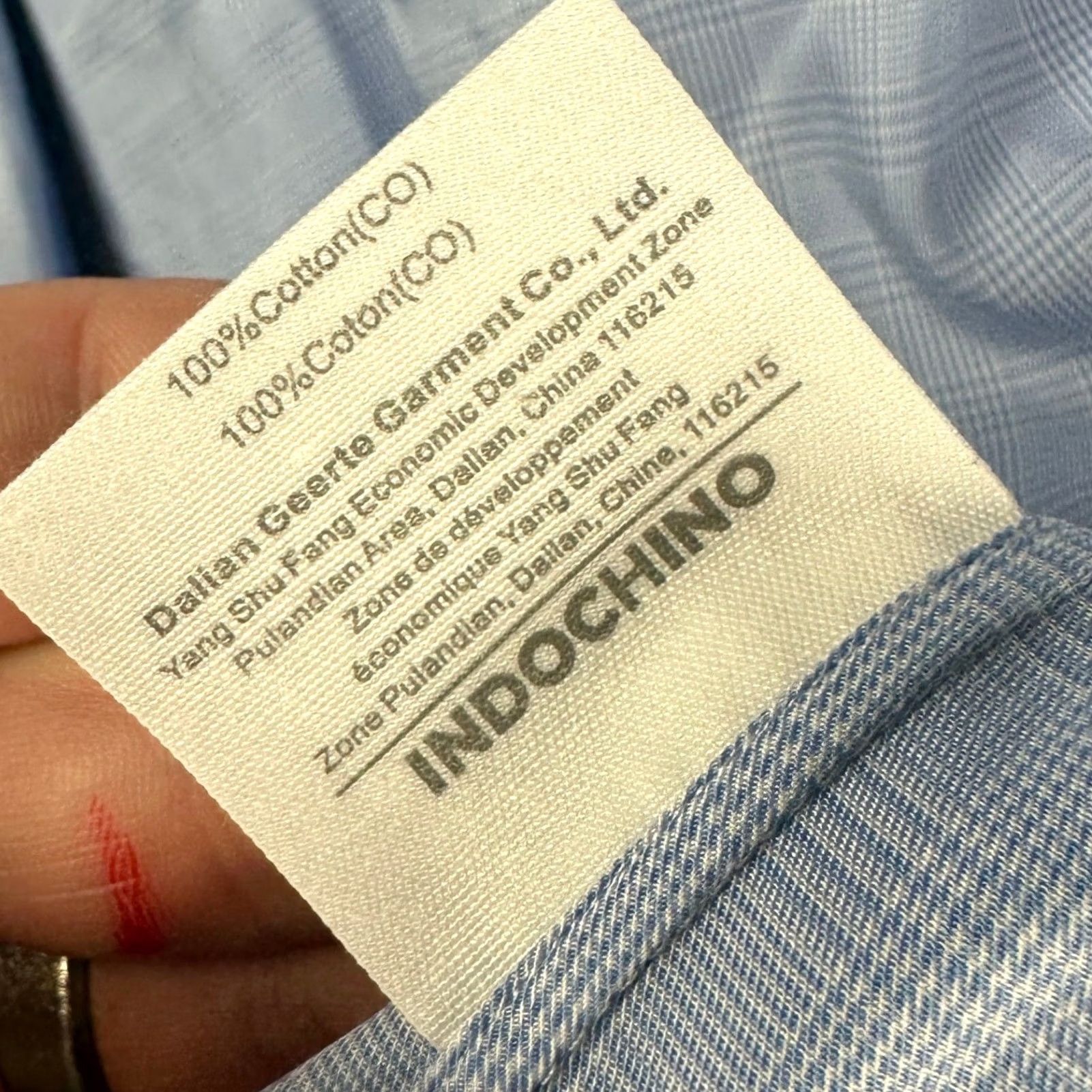 Vintage Indochino Adult Mens Button Up Shirt Small Light Blue Glen Check Long Sleeve Size US S / EU 44-46 / 1 - 6 Thumbnail