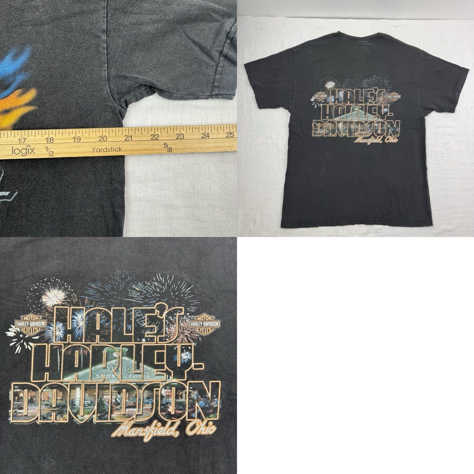 Harley Davidson VINTAGE Harley-Davidson T-Shirt Adult Large Black Eagle Flames Biker Hipster Y2K Mens T-Shirt 90s/2000s Size US L / EU 52-54 / 3 - 8 Thumbnail