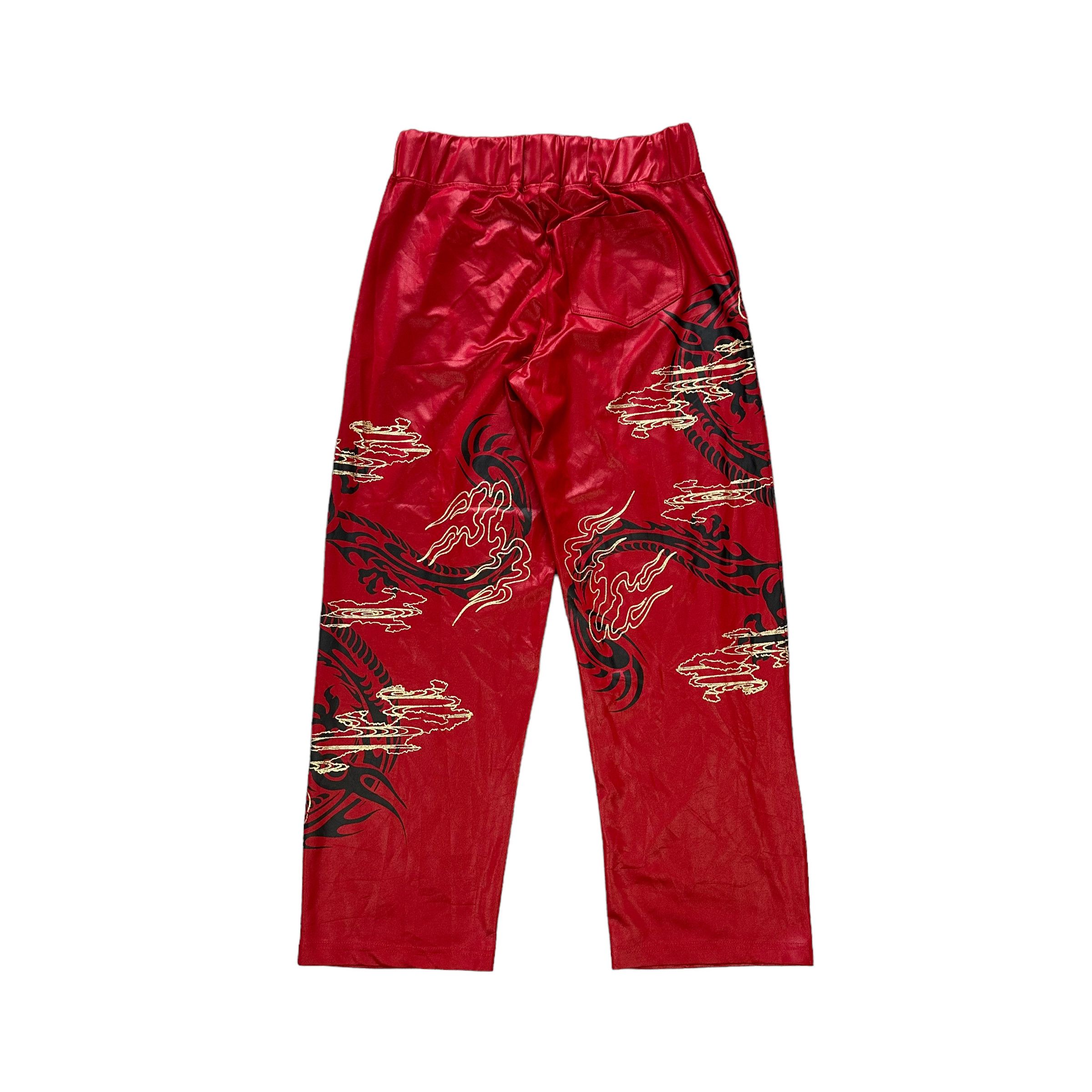 Japanese Brand SUKAJAN DRAGON DRAWSTRING RED PANTS #7789-176 Size US 35 - 11 Thumbnail