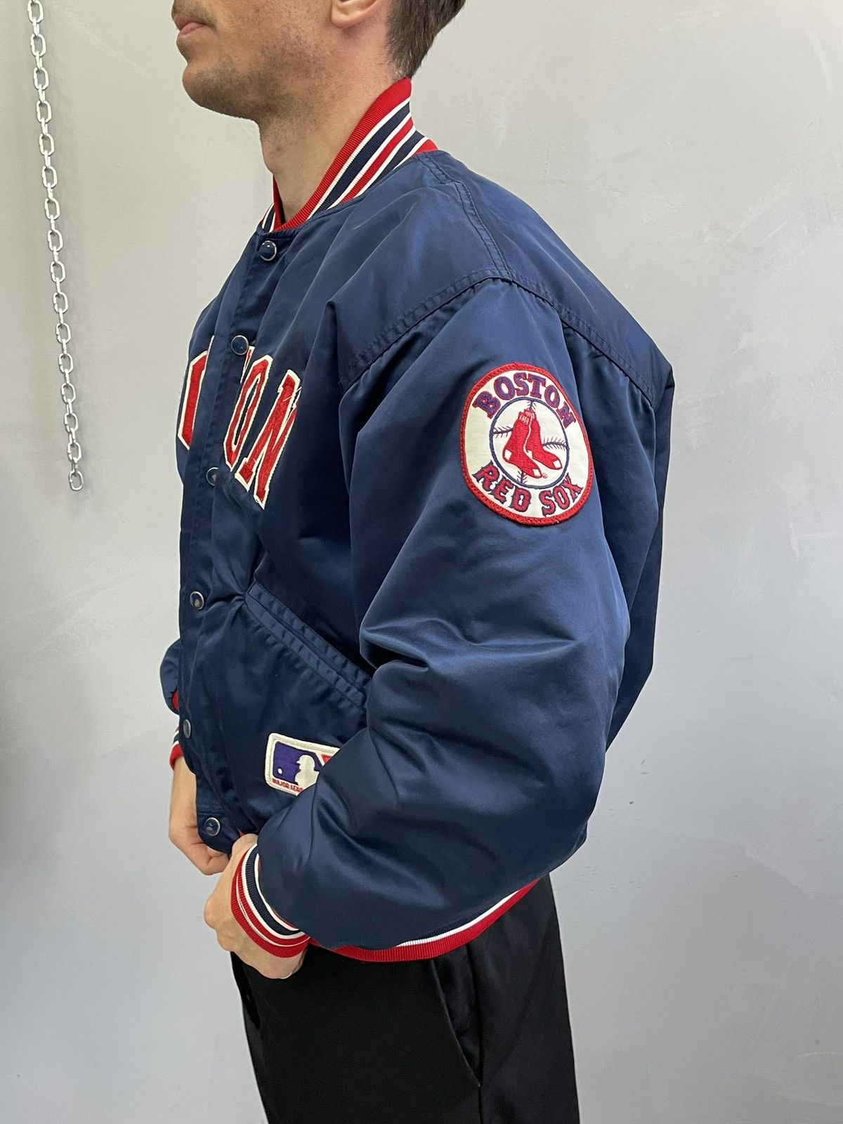 MLB Vintage MLB Red Sox satin bomber jacket starter rare Size US XL / EU 56 / 4 - 3 Thumbnail