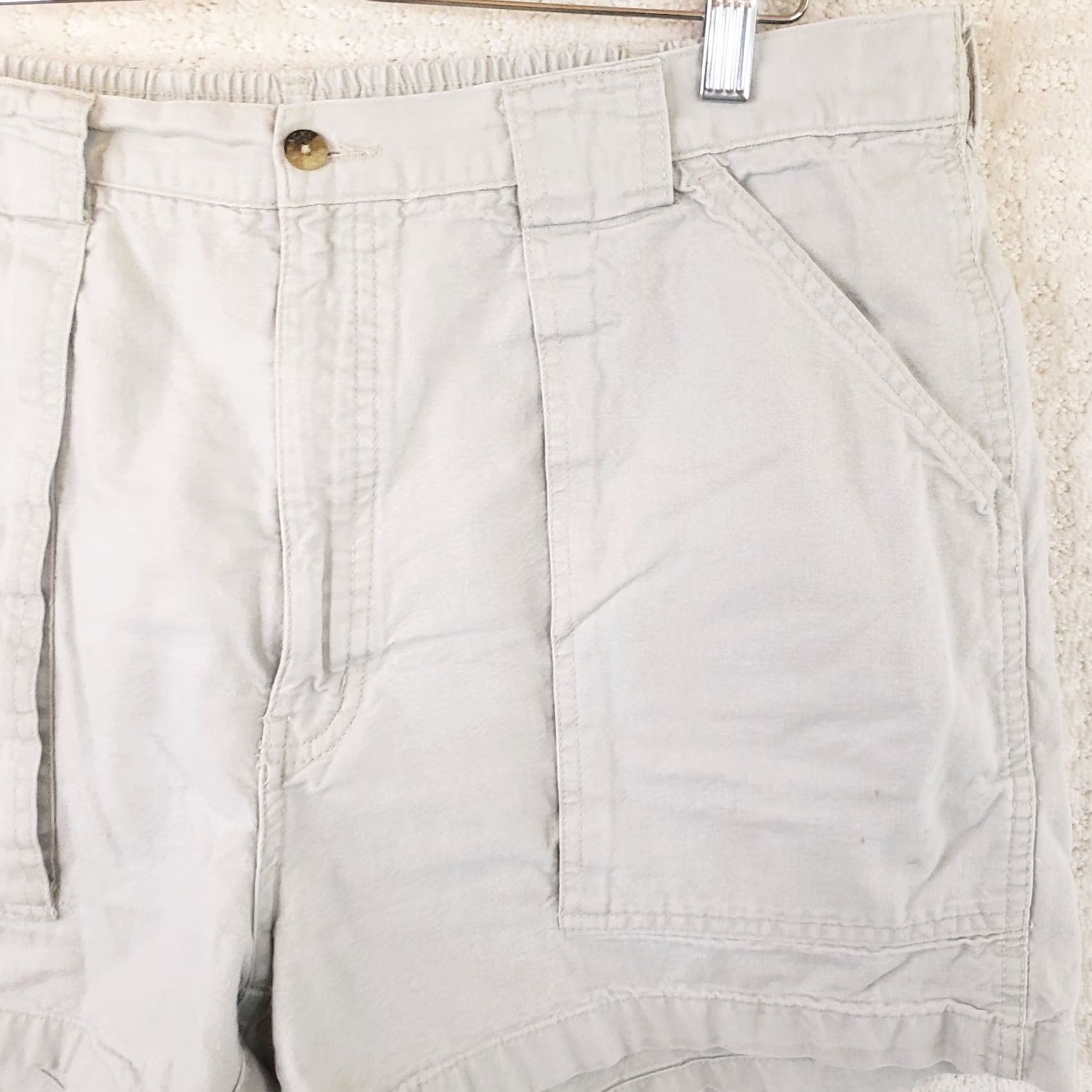 Vintage Hook & Tackle Beer Can Shorts Men’s 36-38x5 Khaki Cotton Cargo Pocket Elastic Waist 5 Inseam Beach Casual Mens Size US 36 / EU 52 - 5 Thumbnail