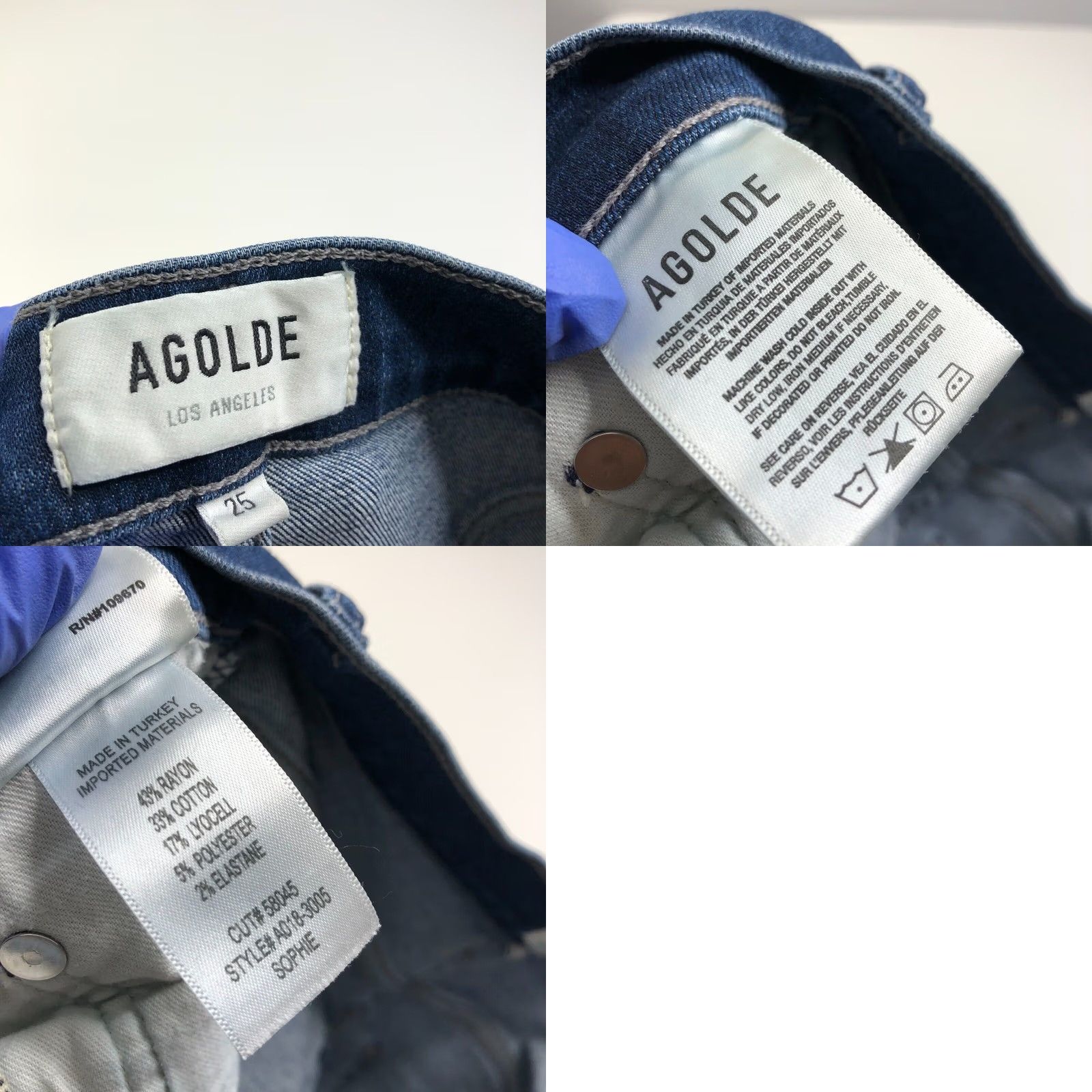 Agolde AGOLDE Jeans 5-Pocket Distressed Mid Rise Stretch Sophie Crop 25 (25W 26L) A018-3005 Womens Jeans Size 42" / US 20 - 8 Thumbnail