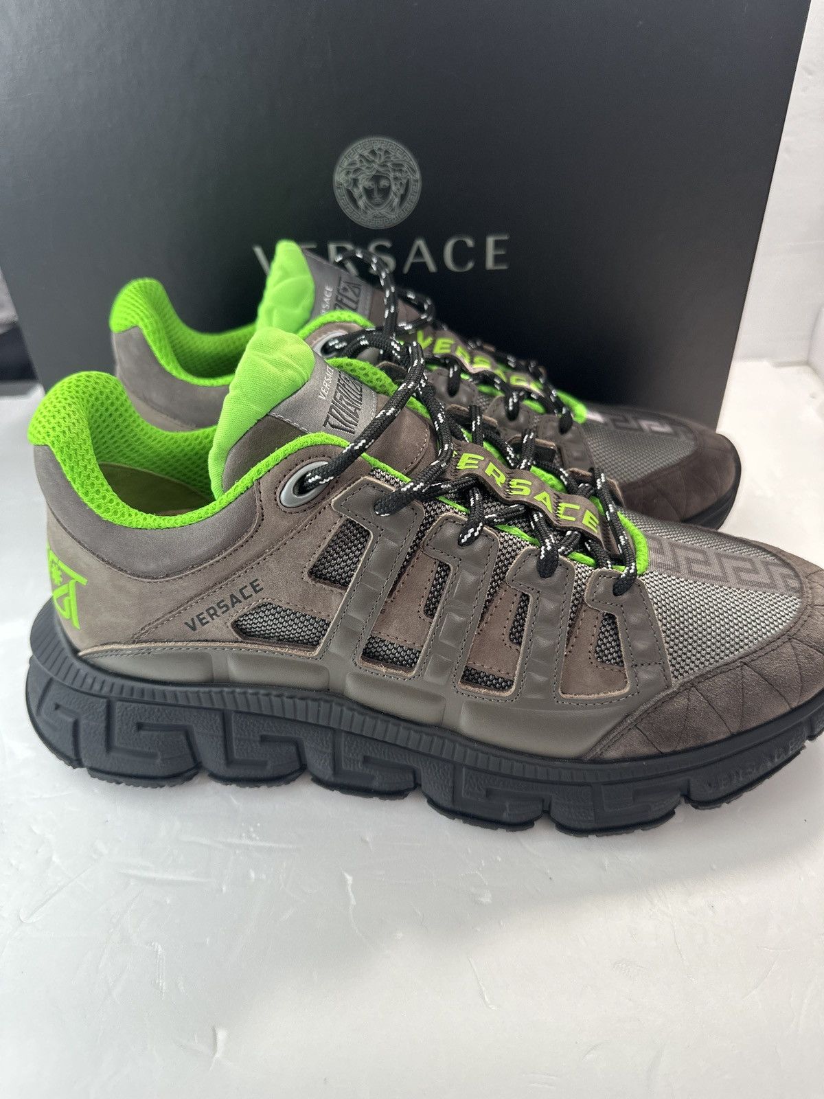 Versace Versace Trigreca Low Top Sneaker (Men) PEPPER/ TAUPE Size US 10 / EU 43 - 20 Thumbnail
