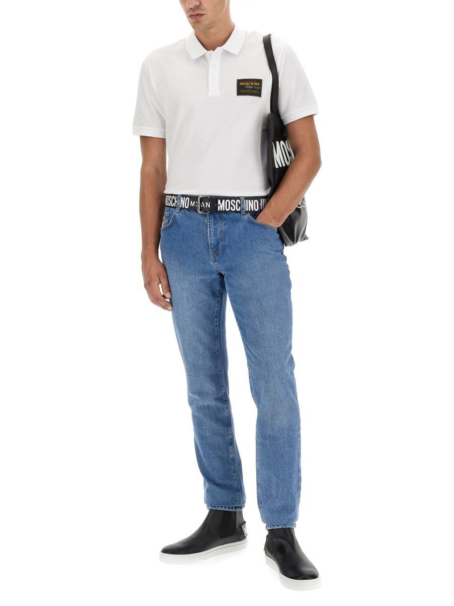 Moschino o1y0225 Logo Polo Shirt in White Size US M / EU 48-50 / 2 - 4 Thumbnail