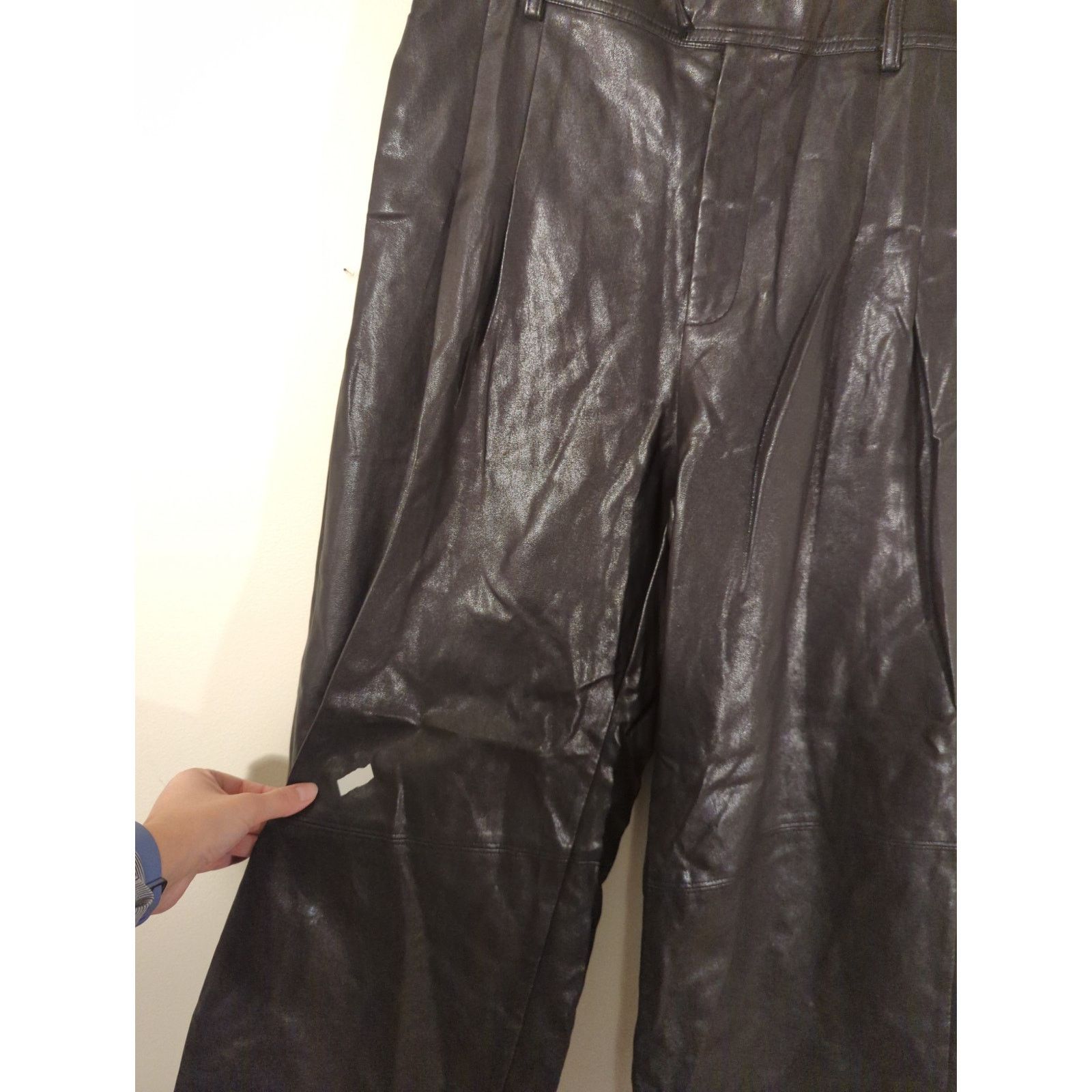 Other RTR Line and Dot Sz L Black Faux Leather Wide Leg High Pants Size 34" / US 12 / IT 48 - 10 Thumbnail