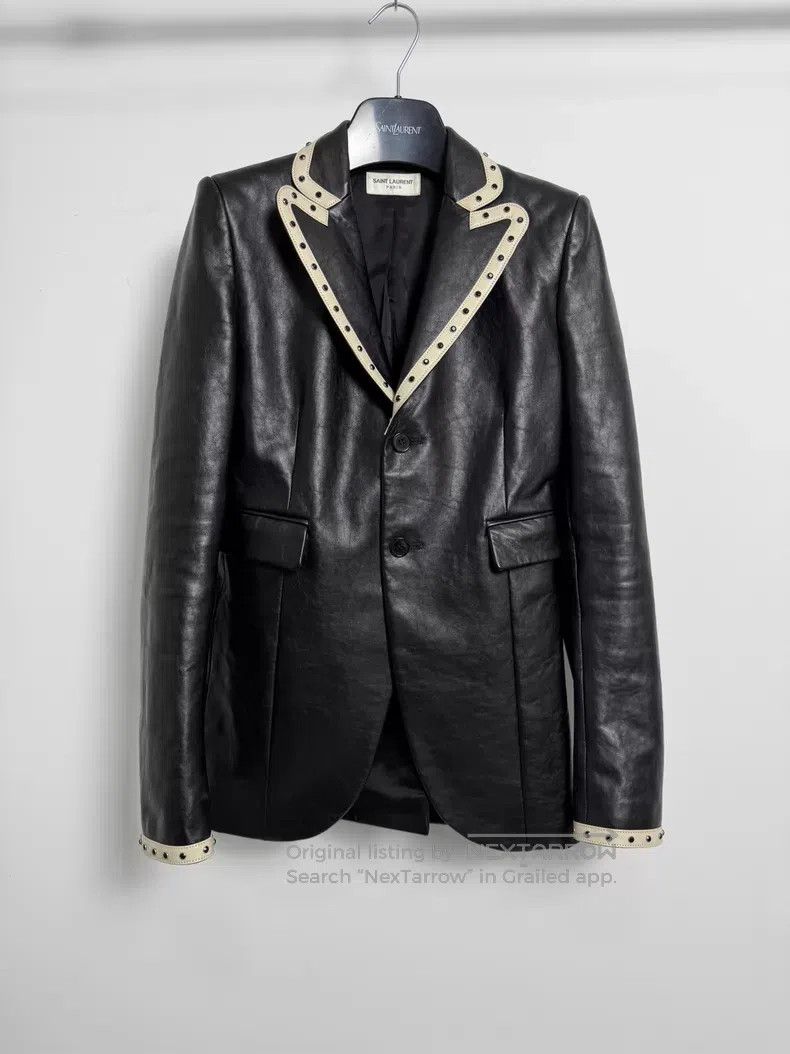 Saint Laurent Paris Saint Laurent Paris Black and White Diamond StudDED Leathe Size XXS / US 00 / IT 34 - 1 Thumbnail