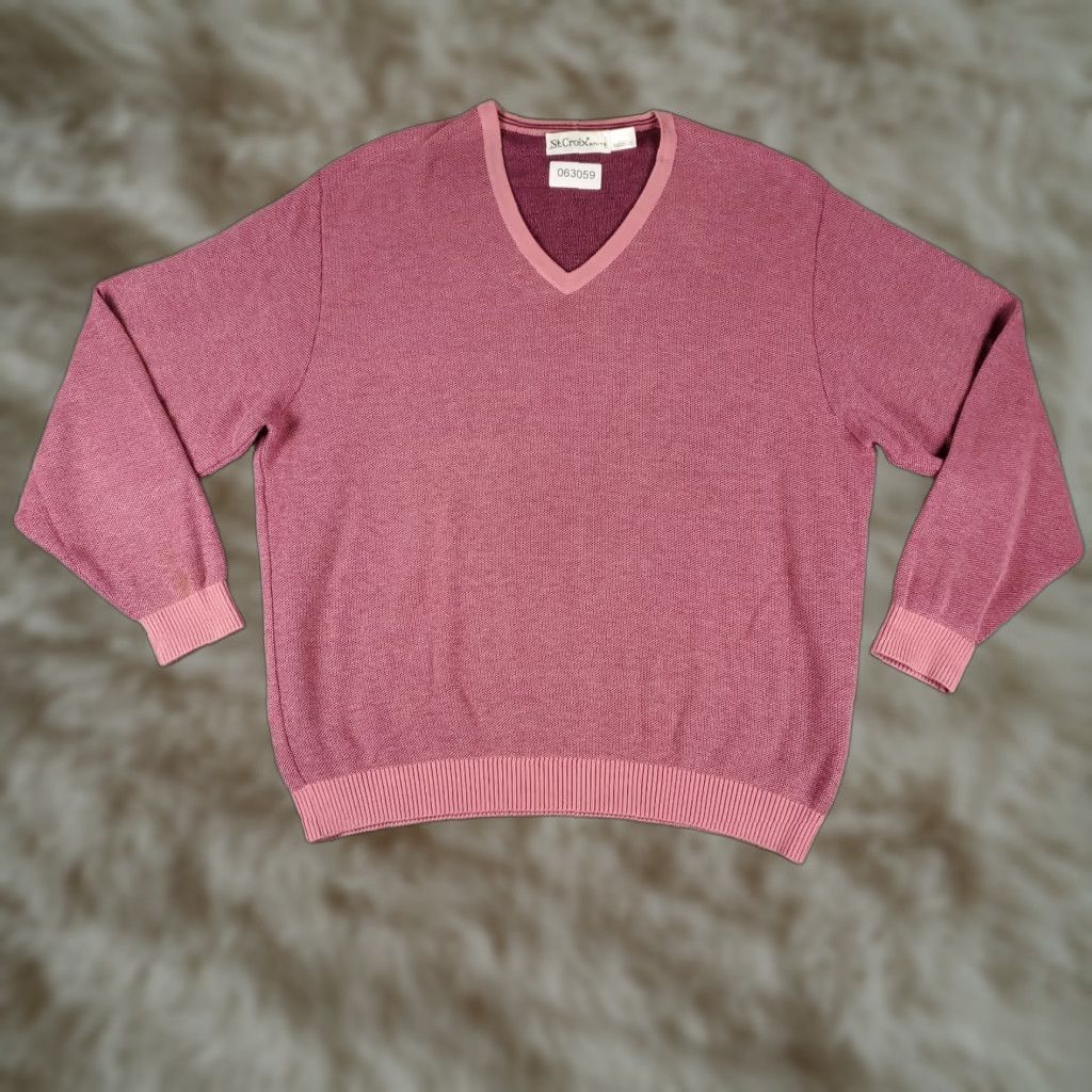 Vintage VINTAGE St Croix Sweater Shirt Mens L Mulberry Pink V-Neck Knit Pullover Logo 3-Season Casual Mens Size US L / EU 52-54 / 3 - 1 Thumbnail