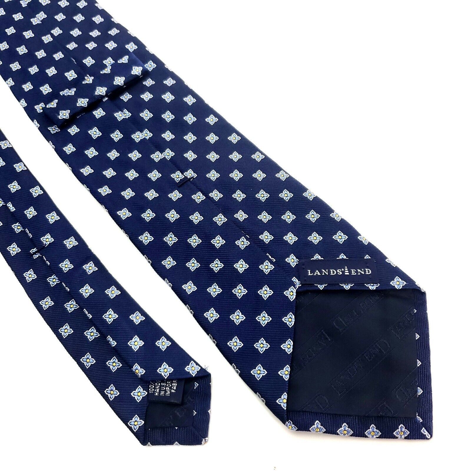 Lands' End Land's End Silk Tie Blue Woven Geometric Size ONE SIZE - 5 Thumbnail