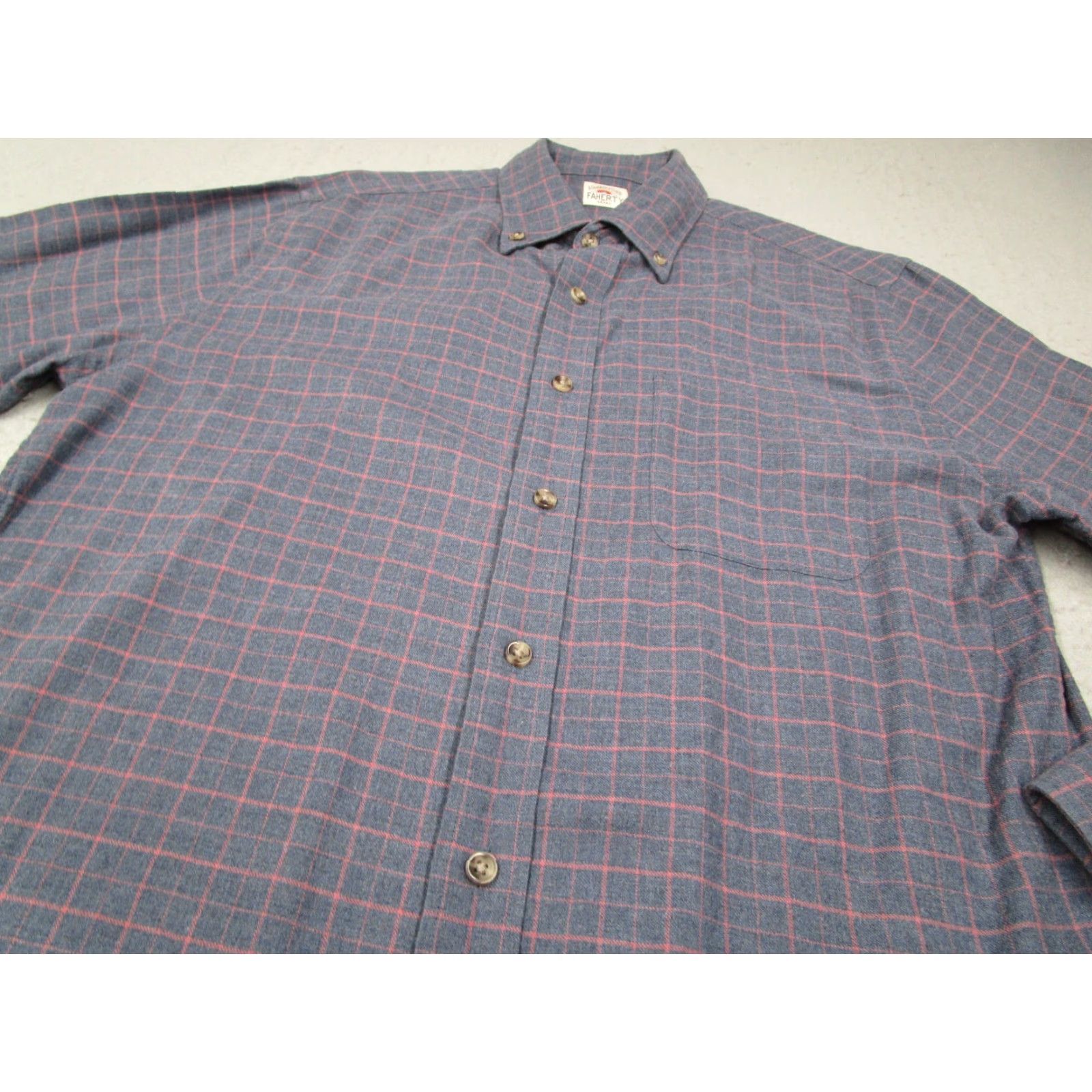 Faherty Faherty Shirt Mens M Blue Check Button-Up Long Sleeve Lightweight Casual Travel Substyle: Button-Down, Pocket, 100% Cotton Size US M / EU 48-50 / 2 - 2 Thumbnail