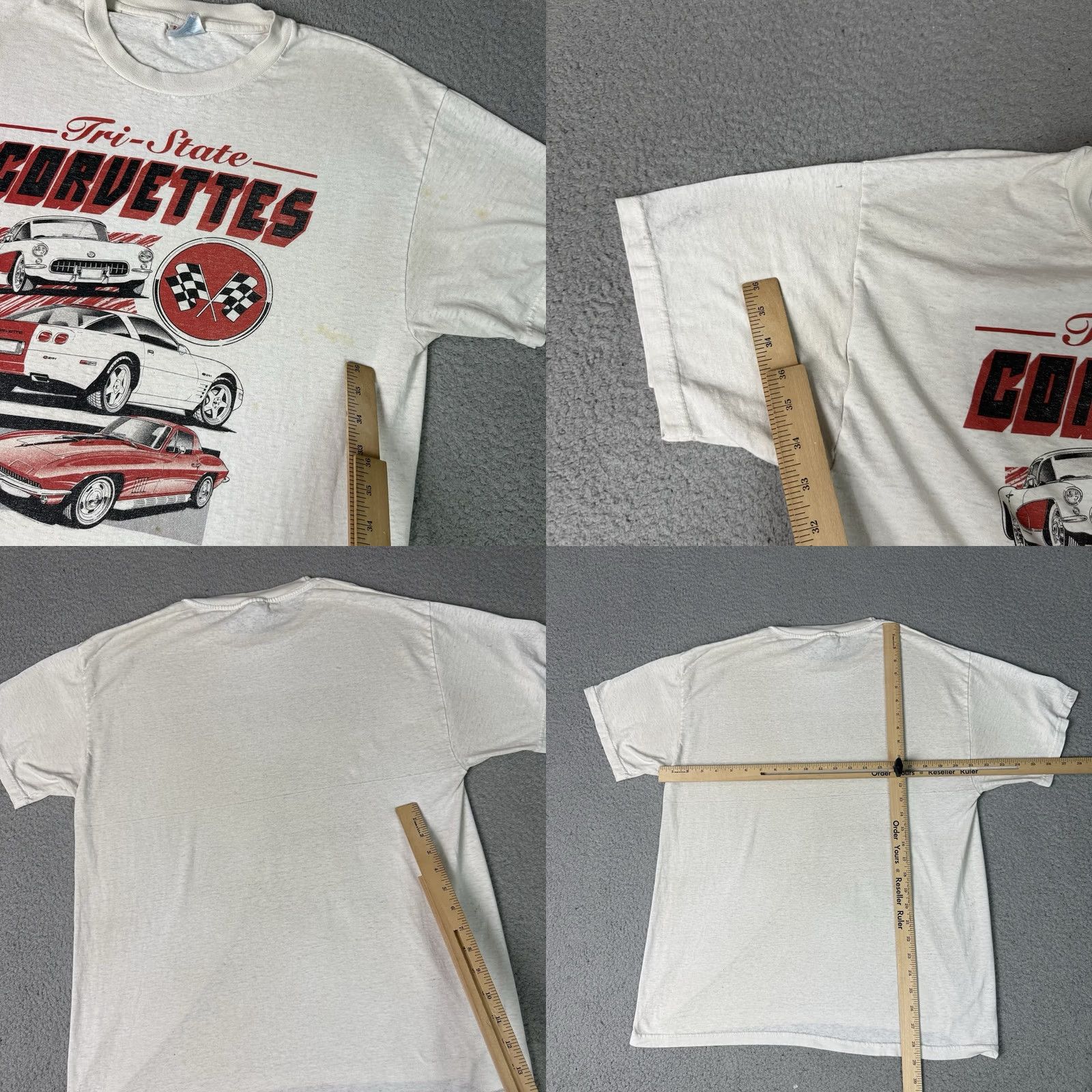 Hanes VINTAGE Corvette Shirt Mens L White 90s Cars Classic Tee Size US L / EU 52-54 / 3 - 8 Thumbnail