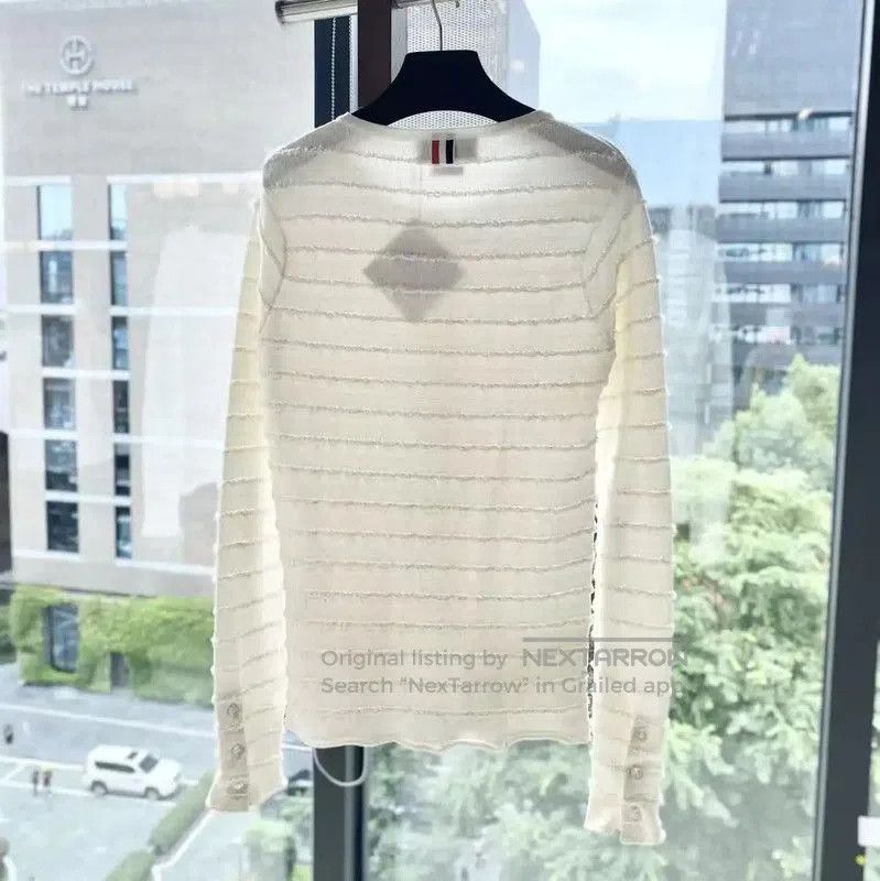 Thom Browne Thom Browne Cream Cotton Women's Cardigan . Size XS / US 0-2 / IT 36-38 - 2 Thumbnail