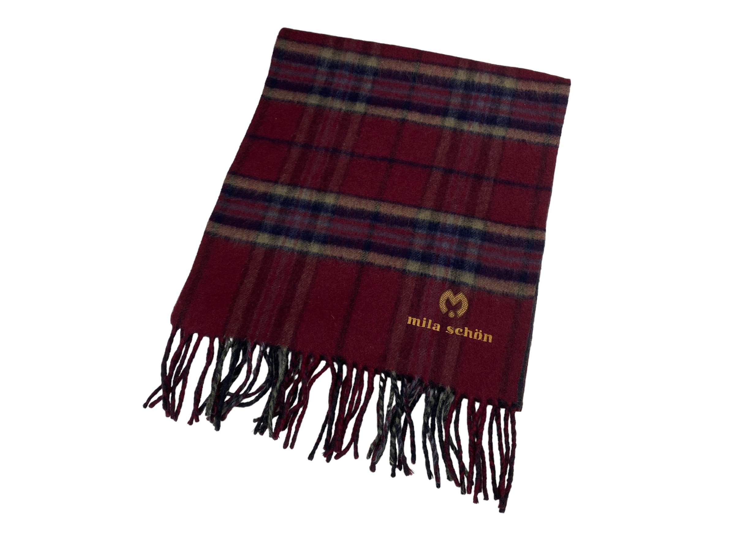 Mila Schon Vintage Mila Schön Checkered Wool-Blend Scarf Luxury Wrap Size ONE SIZE - 3 Thumbnail