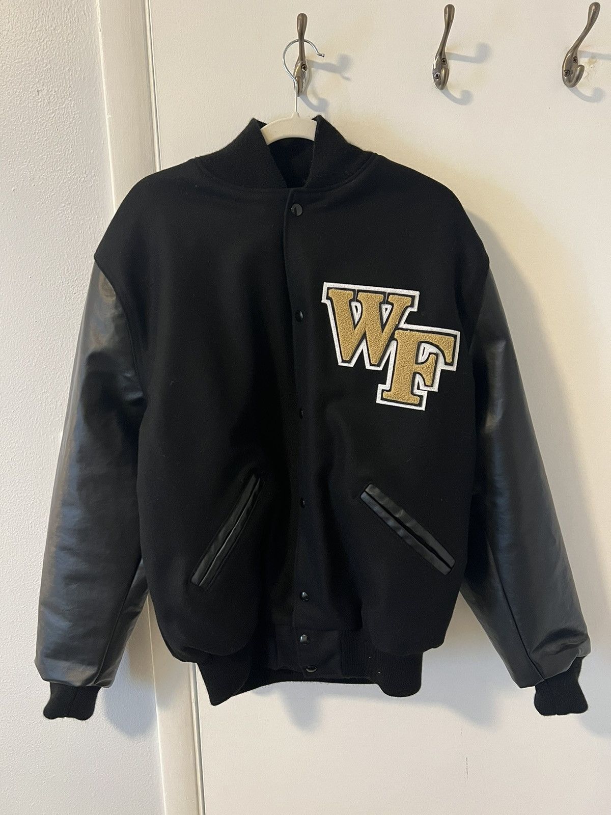 image of Vintage Wake Forest Letterman Jacket (Authentic) in Black, Men's (Size XL)