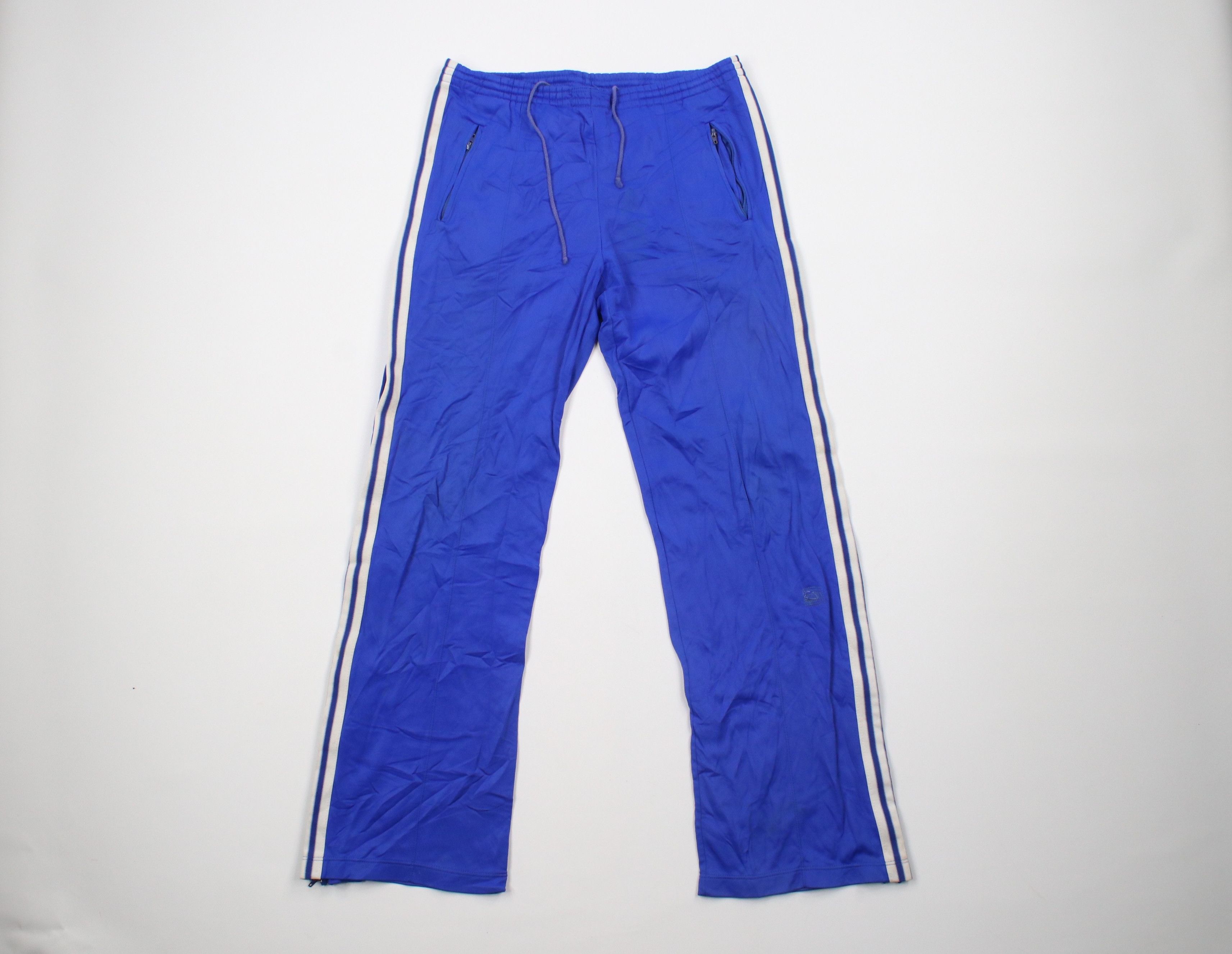 Vintage 70s Adidas Gusseted Wide Leg Flared Pants Blue