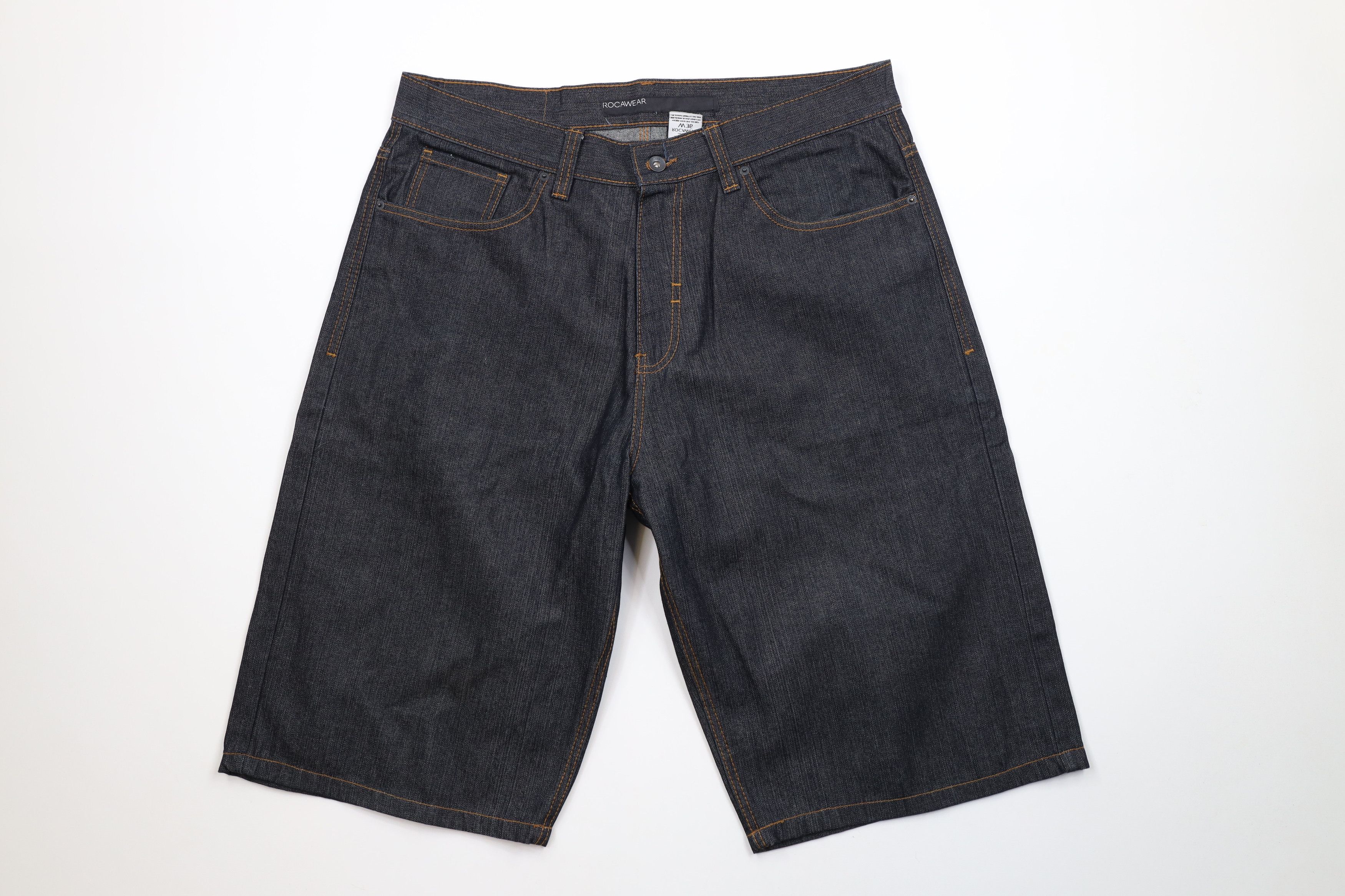 Rocawear × Vintage Vintage 90s Y2K Rocawear Fit Denim Jean Shorts Jorts Black Size US 36 / EU 52 - 1 Thumbnail
