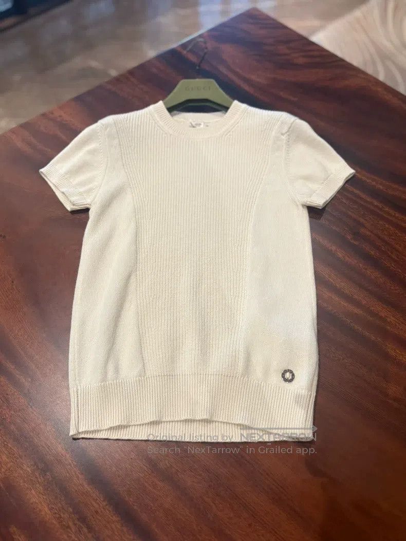 Hermes Hermes White cashmere short-sleeve knit top Size XXS / US 00 / IT 34 - 3 Thumbnail