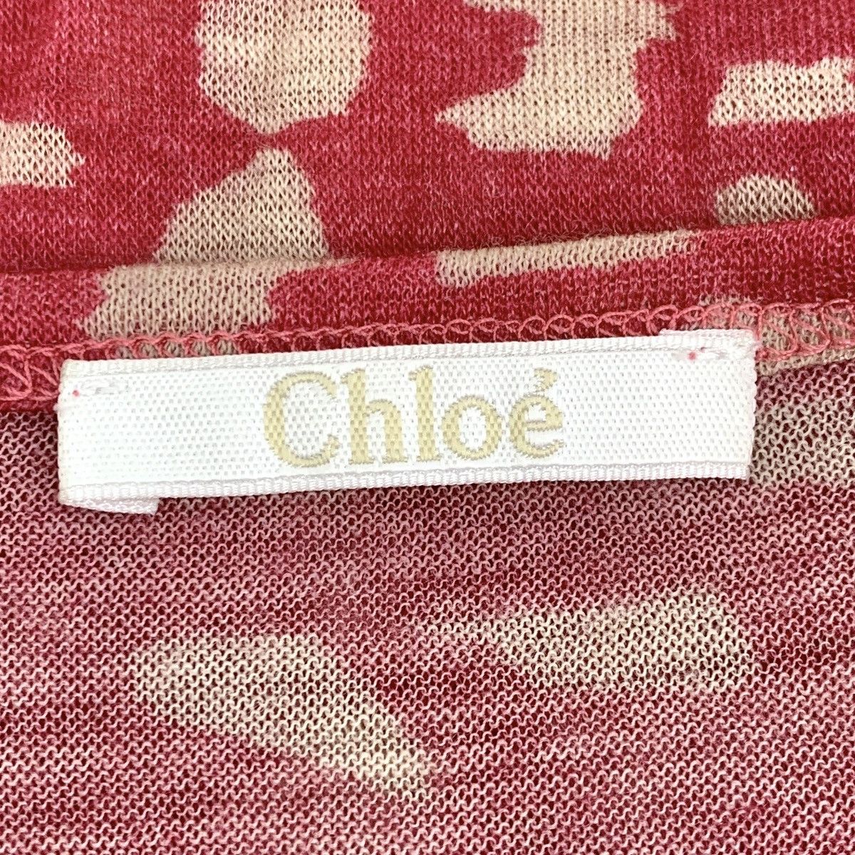 Chloe Chloe Red Printed Wool Crew Neck Long Sleeve T-shirt K26WX Size XS / US 0-2 / IT 36-38 - 5 Thumbnail