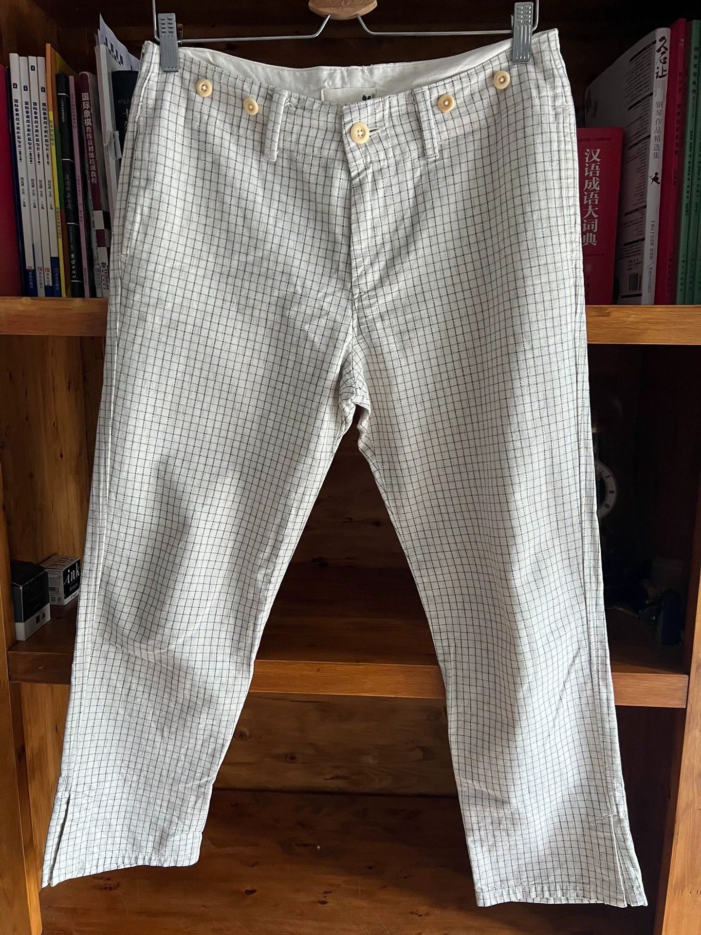 45rpm 45r Japan Suspenders Plaid 9/10 Pants White Size4 LikeNew Size US 34 / EU 50 - 1 Thumbnail