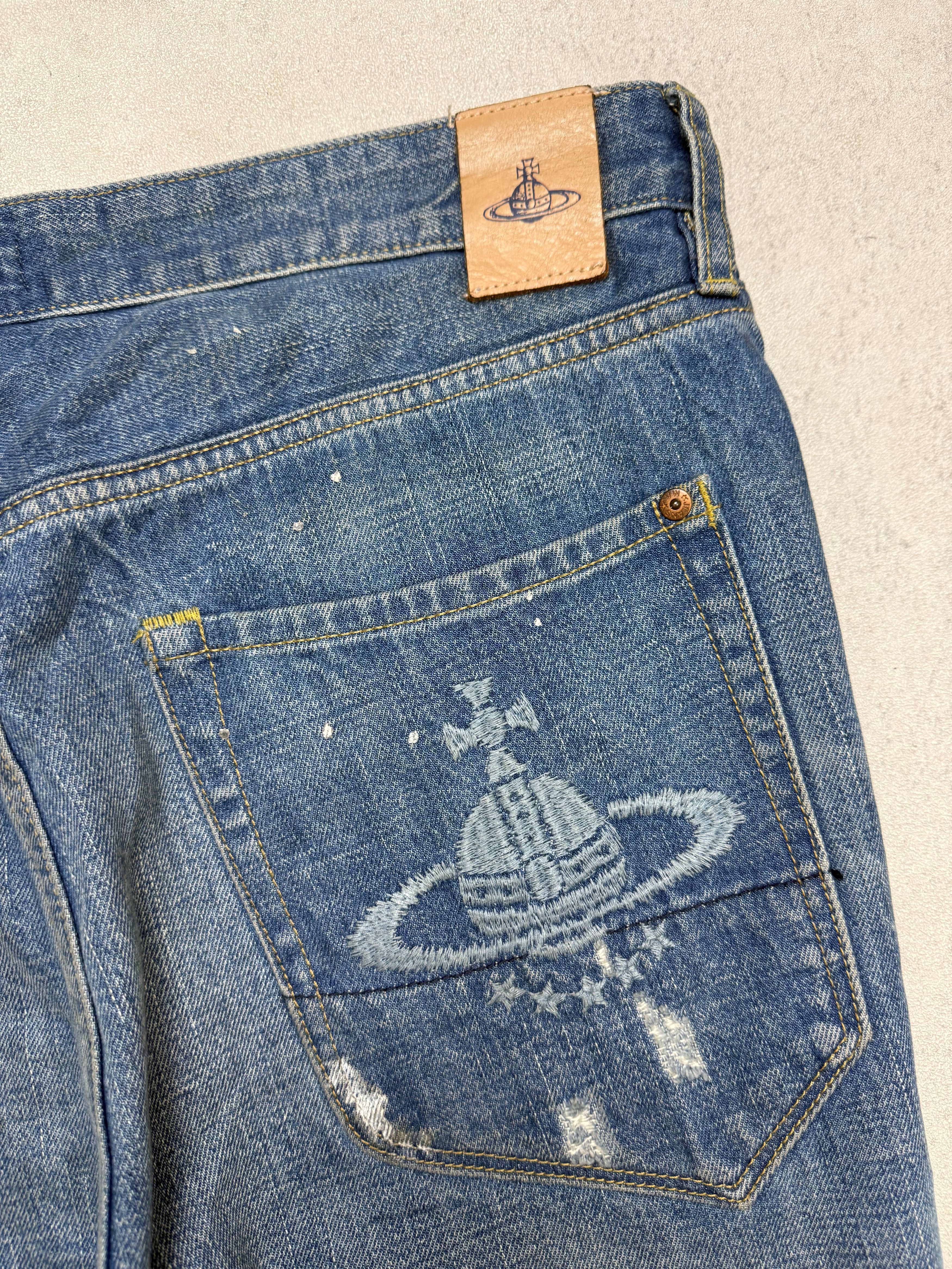 Vivienne Westwood Vivienne Westwood Orb Logo Denim Paint Splatter Size US 34 / EU 50 - 3 Thumbnail