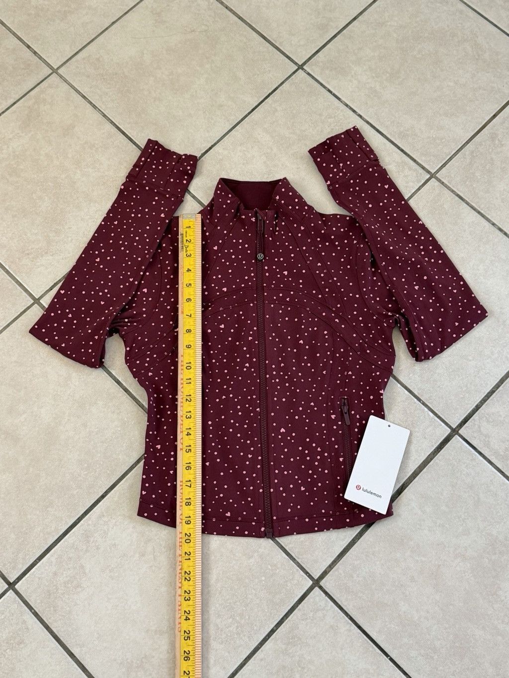 Lululemon LULULEMON DEFINE CROPPED JACKET BURGUNDY HEART DOT PINK SZ 8 Size M / US 6-8 / IT 42-44 - 3 Thumbnail